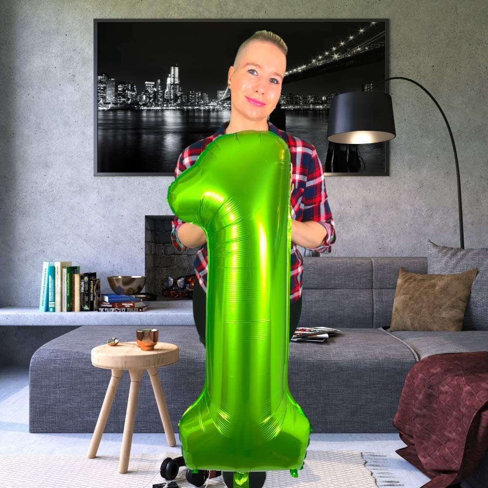 DIWULI Number Balloons 40 Inch Green - Large Number 11 Balloons, Big Green Balloons, Helium 11th Birthday Party Decorations Supplies Foil Balloons Numbers for Women Men, Big Balloon Years Anniversary