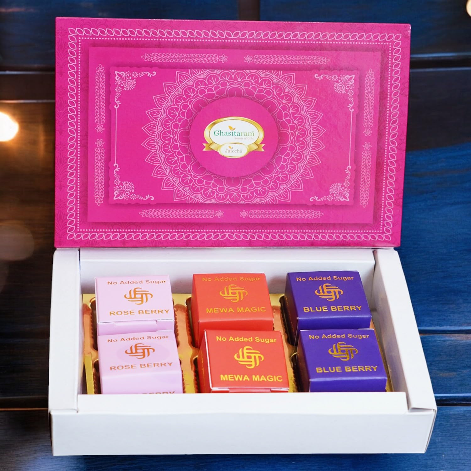 Ghasitaram Gifts Jaiccha Sugarfree Assorted Mewa bites 6pcs|Gift for Diwali,Holi,Valentine,Birthday,Anniversary,Gift for Her,Him,Mothers Day,Fathers Day|