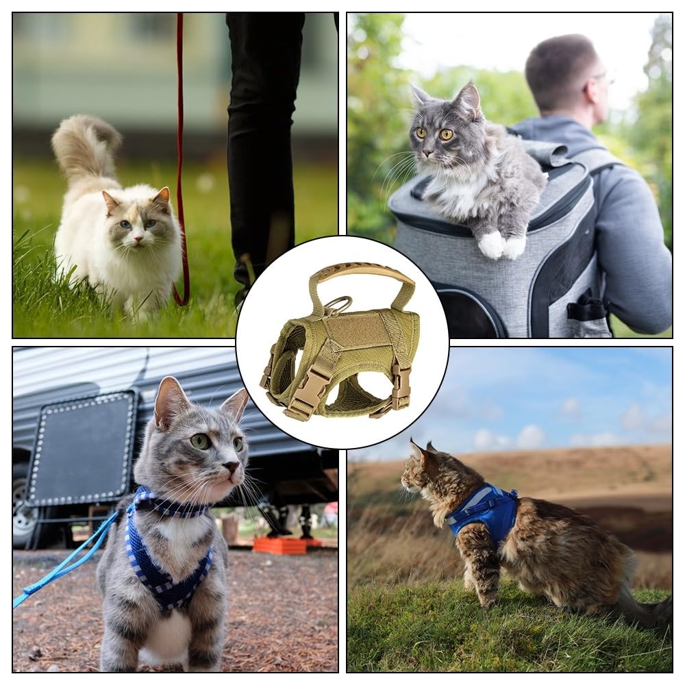 Taktisches Katzengeschirr, ausbruchsicher Katzenweste, verstellbares Haustierwestengeschirr mit Griff für große Katzen und kleine Hunde