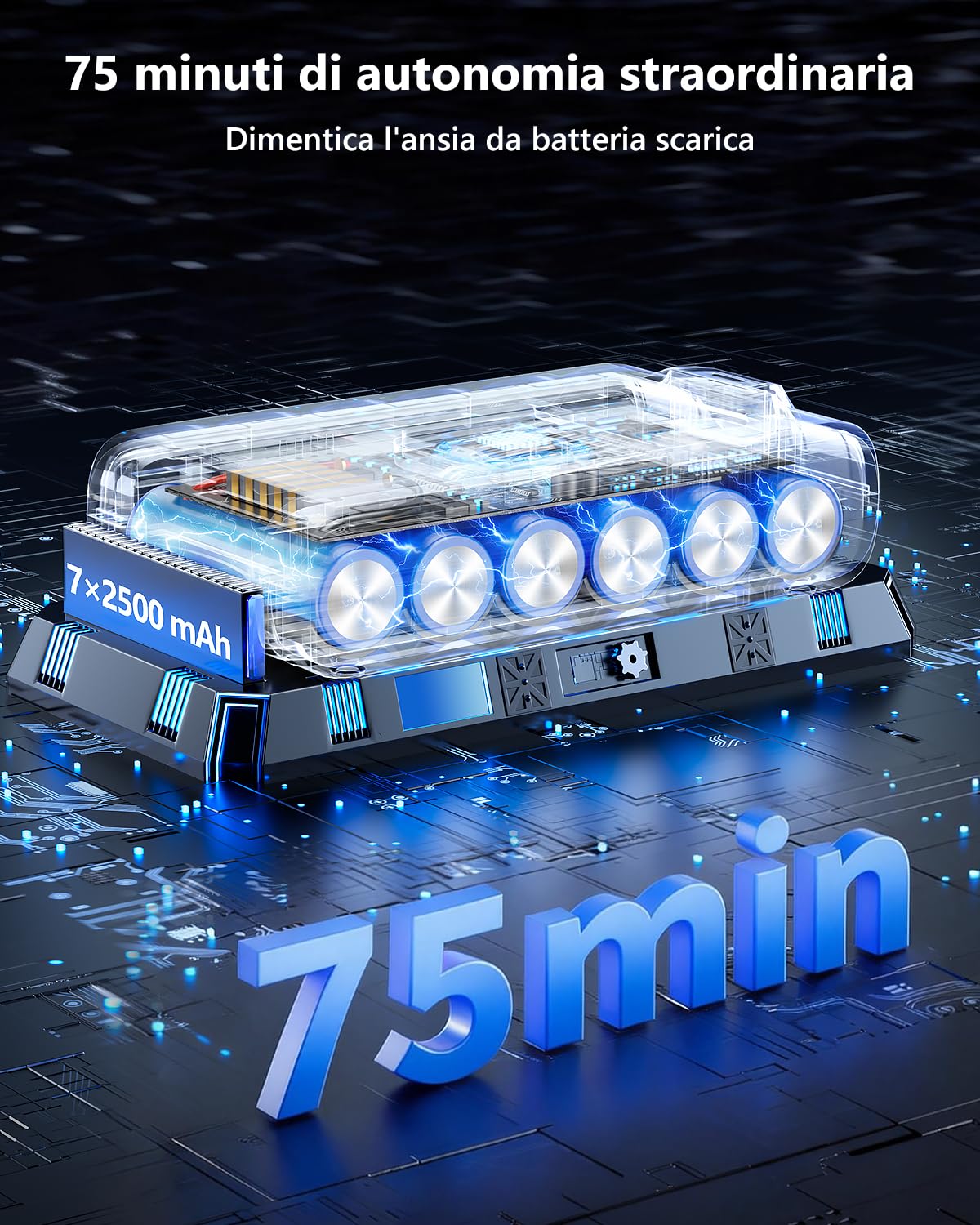 60Kpa&600W Aspirapolvere Senza Fili, 75Mins Scopa Elettrica Senza Aspirapolvere Senza Fili Potente, 11 Stadi Filtrati con supporto di ricarica da parete/Schermo OLED Smart, Anti-Avvolgimento
