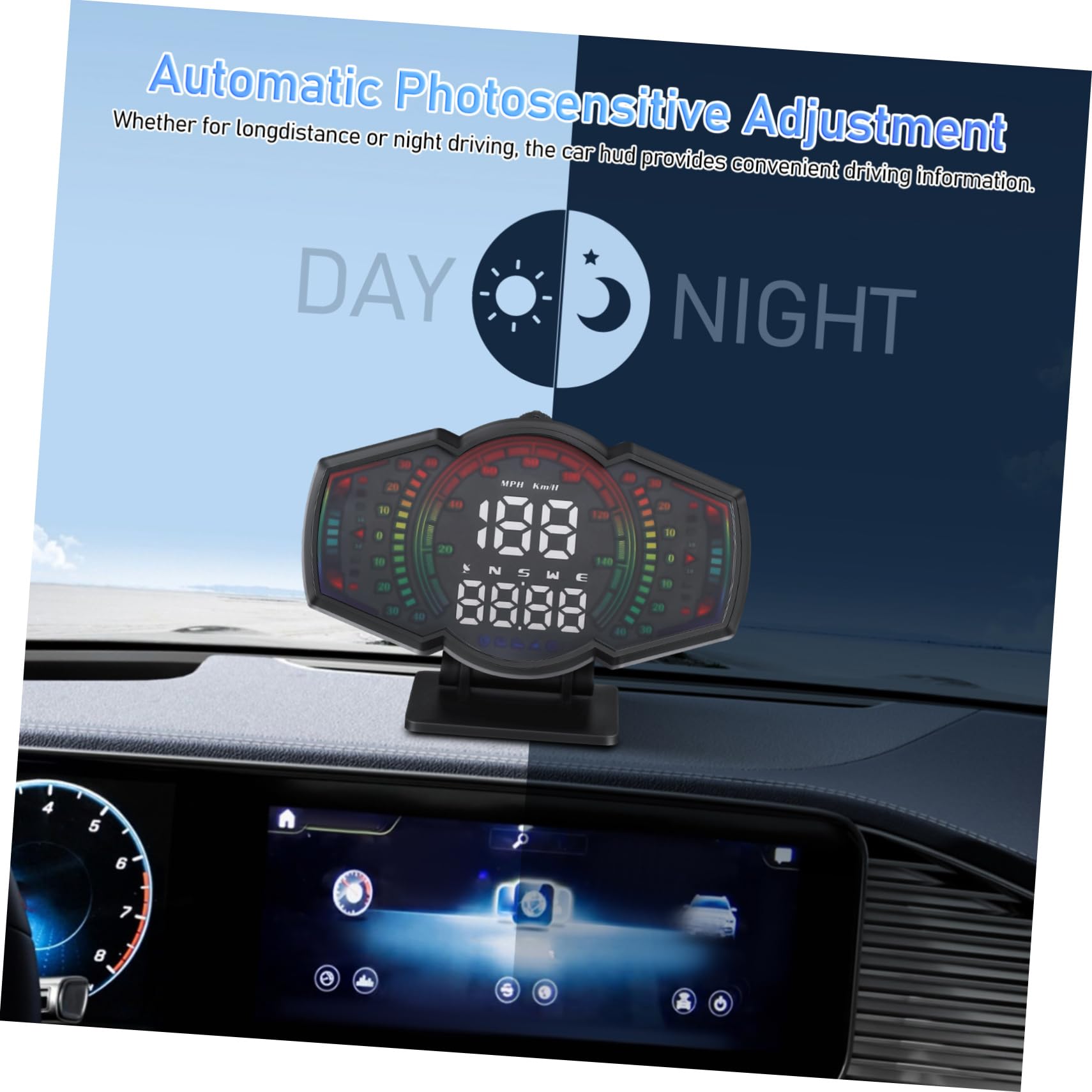 PLAFOPE Display Head-up per Auto con Gps Monitor di Velocità Digitale e Inclinometro in Abs+pc per Guida Sicura in Città e Viaggi Lunghi con Visualizzazione Velocità
