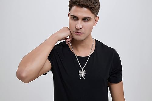 Miniatura 5 de YAMI Angel Wings Necklace, Guardian Angel Wings Cross Pendant Necklaces Gifts for Men, Hypoallergenic Angel's Wing, Gold-plated 316 Stainless Steel