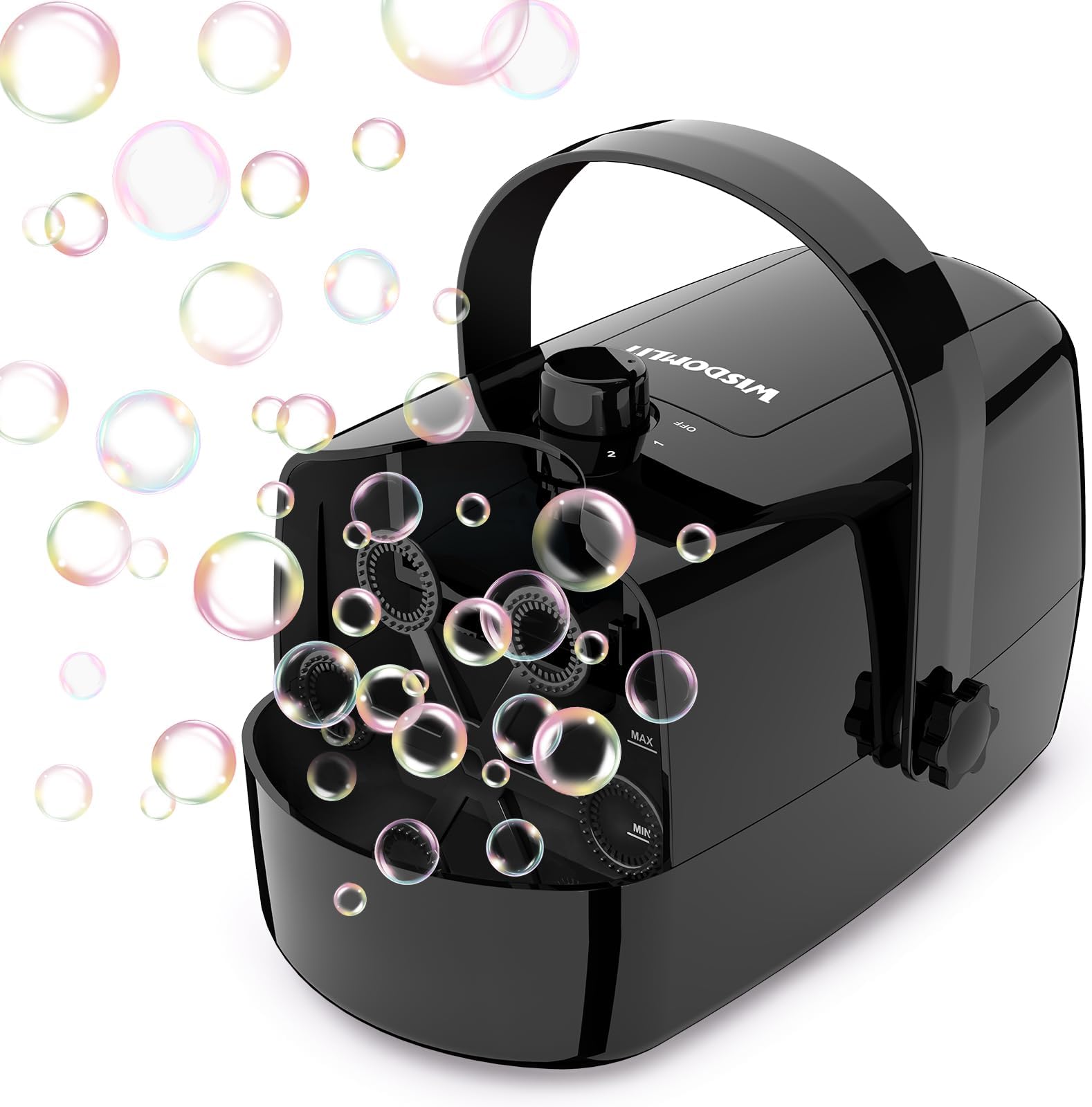 Bubble Machine, 3 in 1 Bubble Maker, Bubble Blower with Replaceable Bubble Wands, 8000+ Colorful Bubbles Per Minute, Operated by Plug-in or Batteries, Bubble Toys for Indoor Outdoor Birthday Party