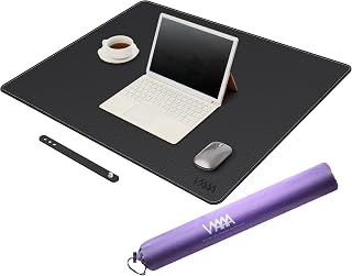 VYAAA Desk Mat Leather 11.5 X 9.1 Inch Large Mouse Pad, Desk Protector Desk Protector Multifunctional Keyboard Mouse Mat for Home or Office (Black)
