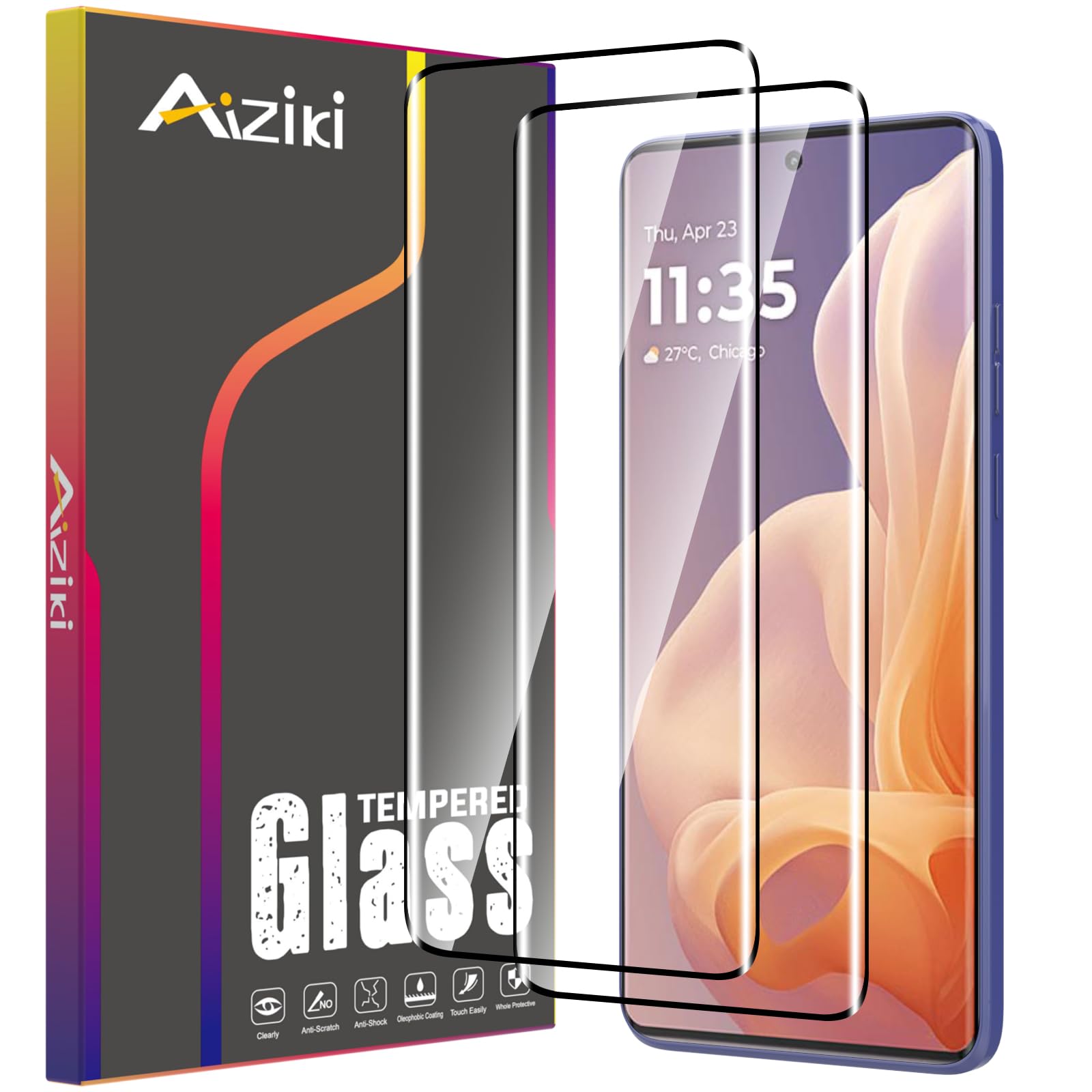 2 Pack Screen Protector for Moto G85/Moto Edge 50 Fusion Tempered Glass, 3D full Coverage Screen protector, Scratch-Resistant, Bubble Free for Moto G85 Screen Protector, Case FriendlyClimatePartner certified
