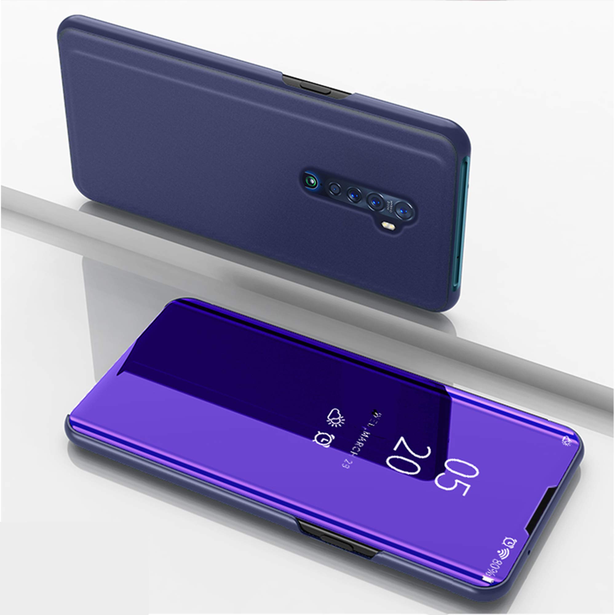 Custodia SHIEID A Specchio Con Flip Cover Per Oppo Reno 2Z, Argentata, In Pelle Antirumore Con Ricarica Wireless - 4