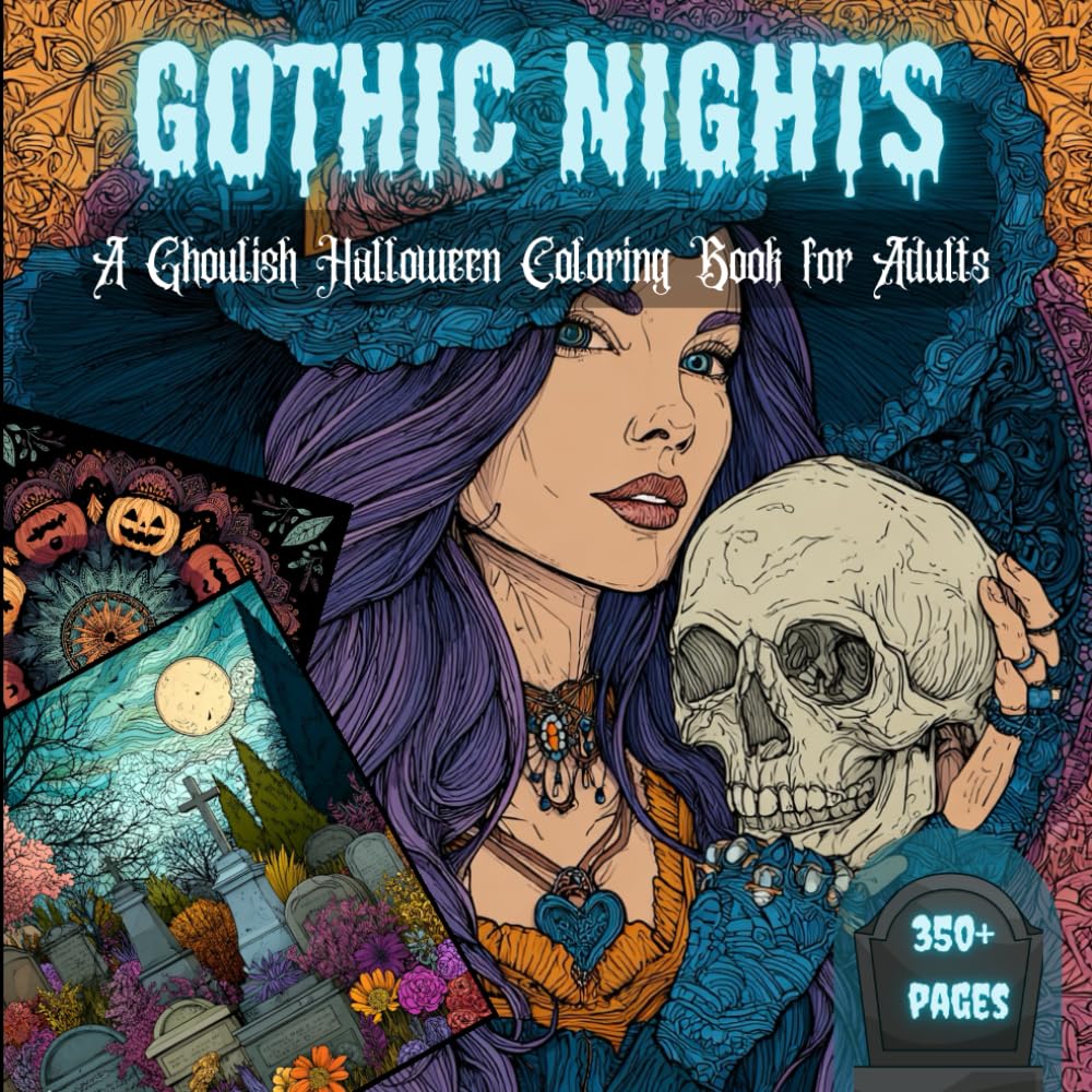 Gothic Nights: A Ghoulish Halloween Coloring Book for Adults