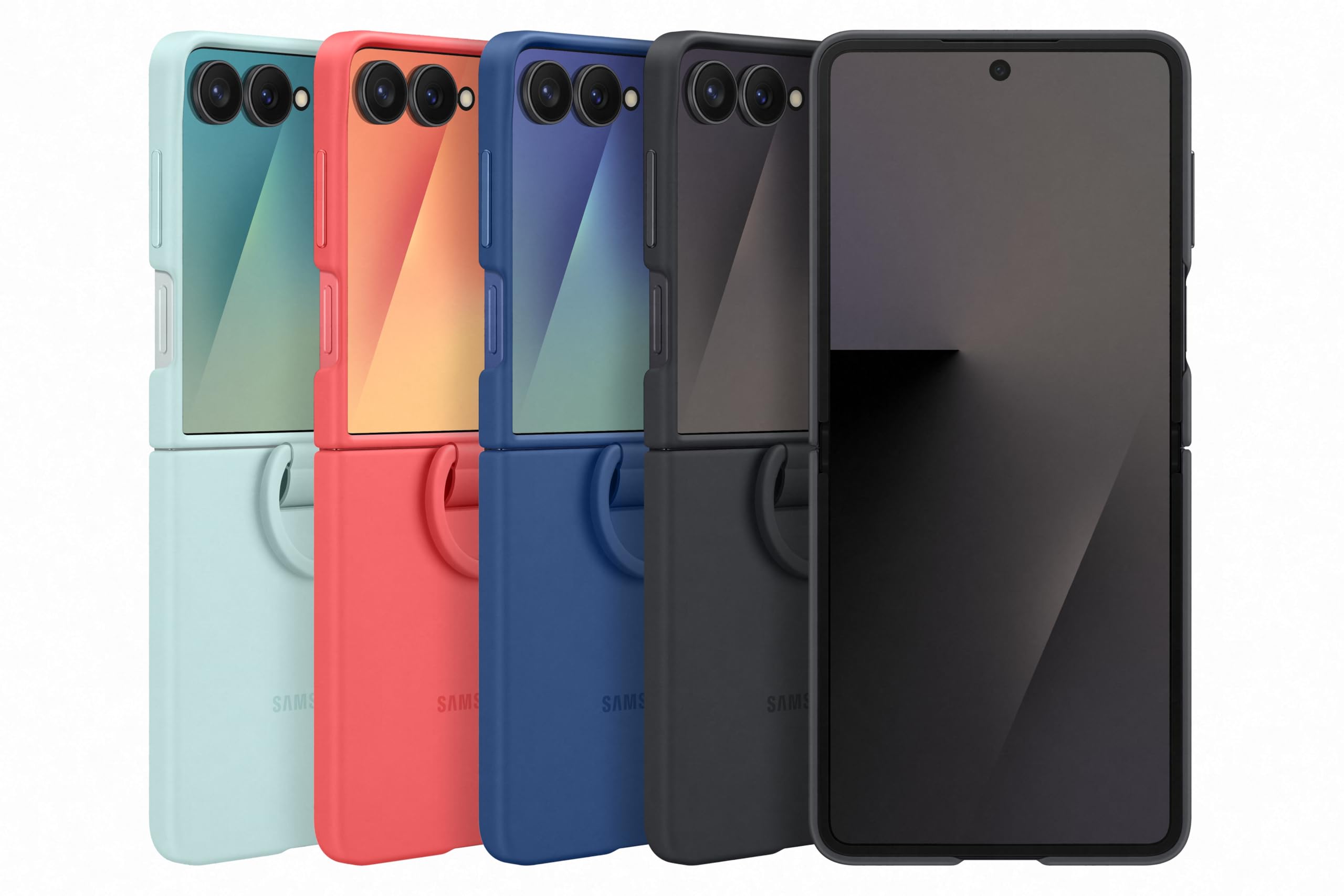 Samsung EF-PF766 silikonowe etui na telefon komórkowy Galaxy Z Flip7, etui na telefon komórkowy z uchwytem na pierścień, silikonowe, ochronne, odporne na uderzenia, cienkie i poręczne, czerwone