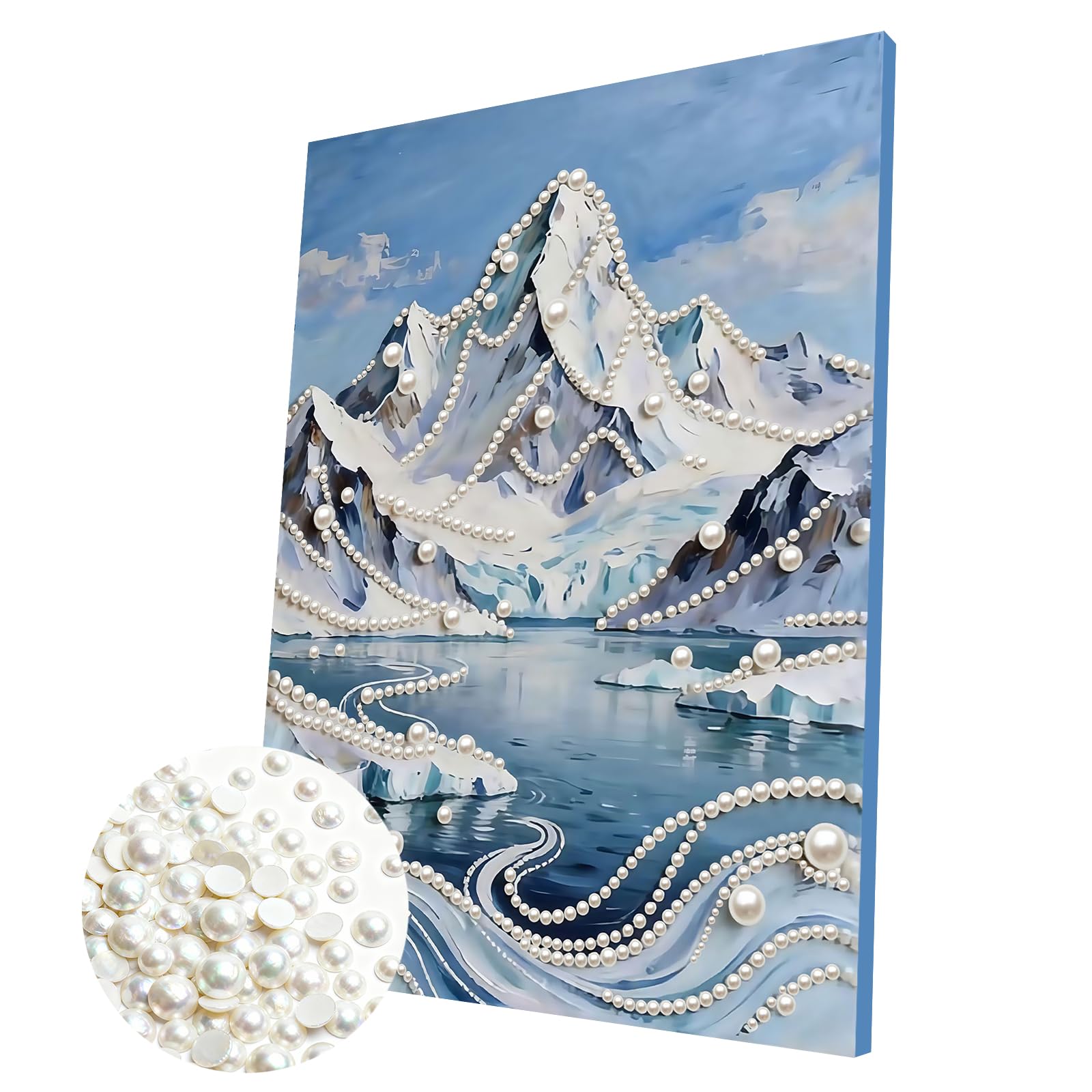 DIY Pearl Painting Kit with Wooden Frame, 3D Plastic Pearl Gemstone Ocean Art Craft for Adults Beginners, Diamond Dot Painting, Home Wall Decor Ready Gift for Women(Mountains)(30 * 40cm)