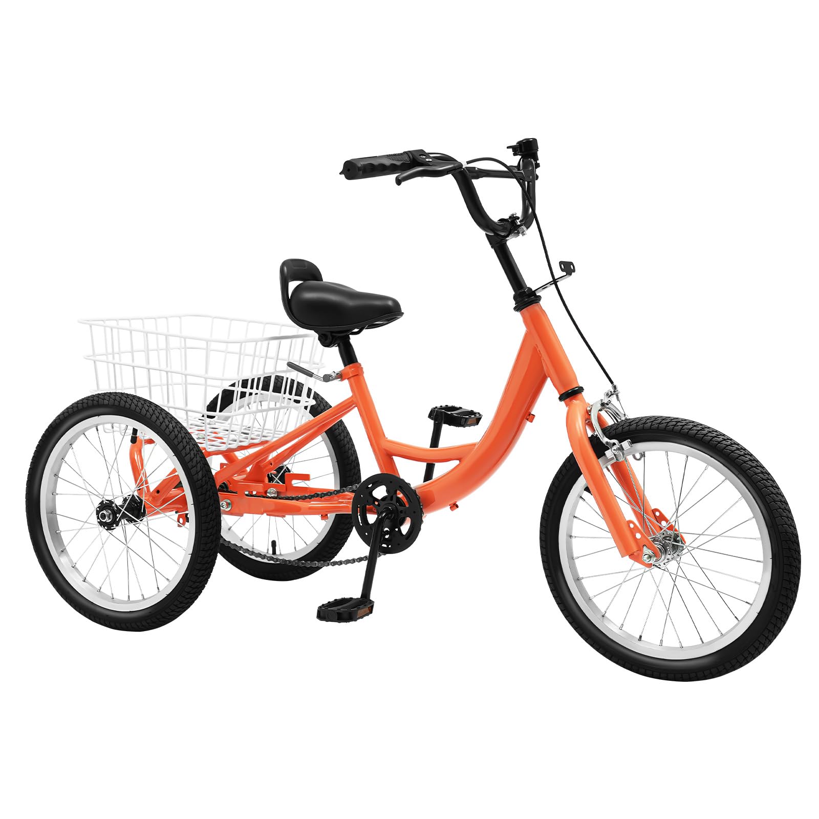 Bicicleta de triciclo de 16 pulgadas, 3 ruedas para niños con cesta de la compra, sillines de altura ajustable, triciclo infantil para niños a partir de 7 – 10 años