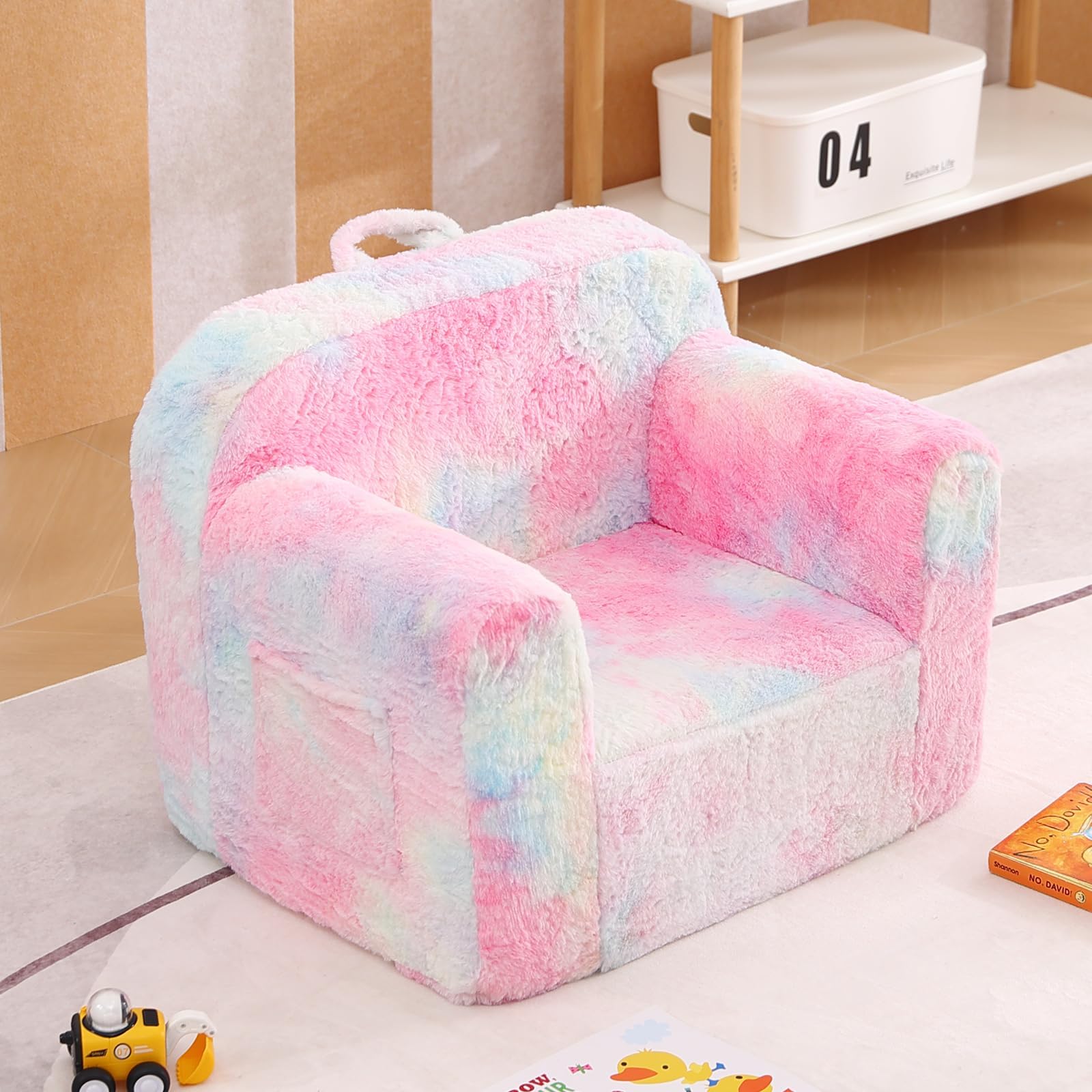 Tiita Kids Sofa, Childrens Couch with Carry Handle, Portable Toddler Foam Sofa Couch, Lightweight Kids Chair for Playroom, Dorm Room, Small Space, Colorful
