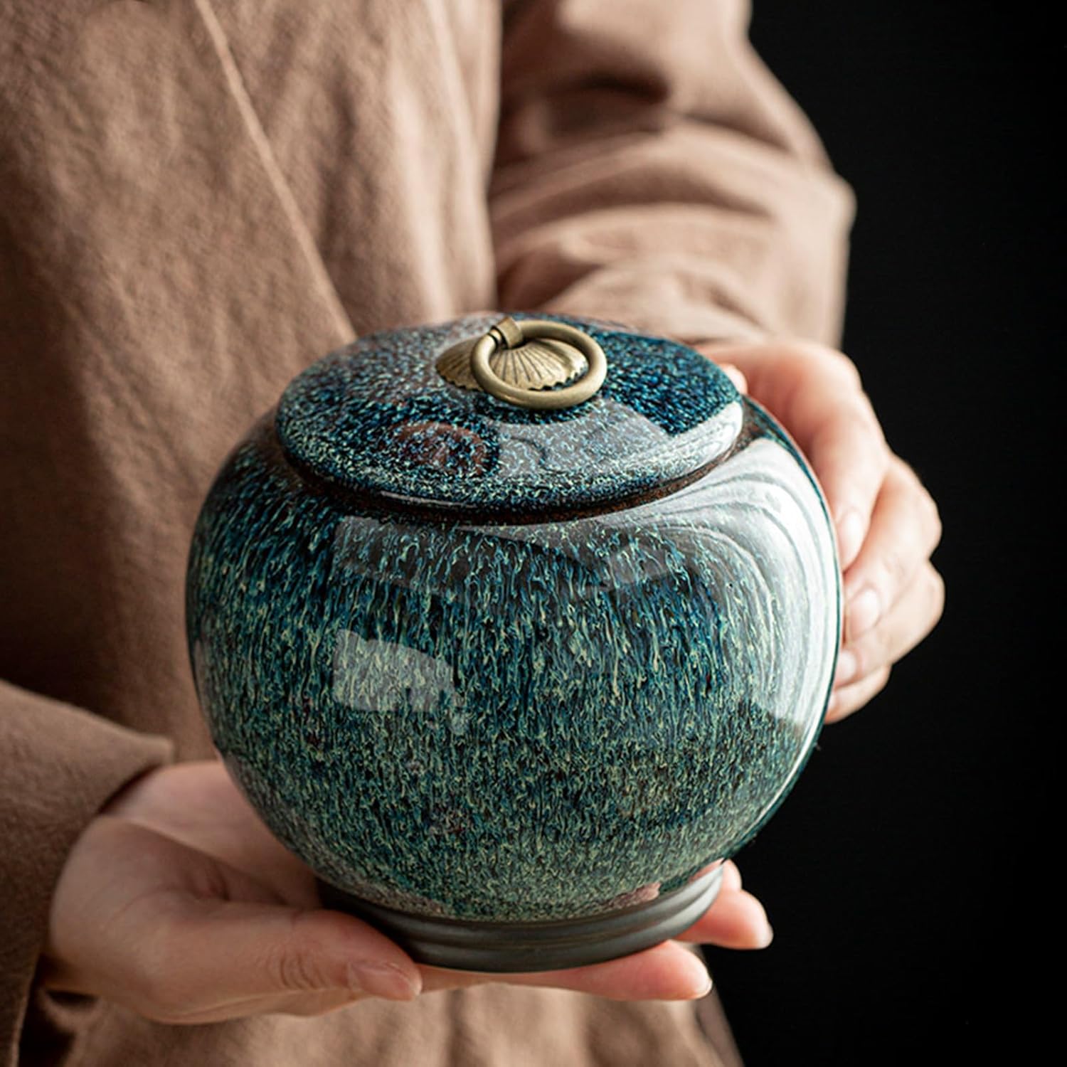 Medium Urns for Ashes Adult, Handmade Ceramic Pet Urn for Small Dogs, Cats,Rabbits, Small Animals, Forever Memory Box