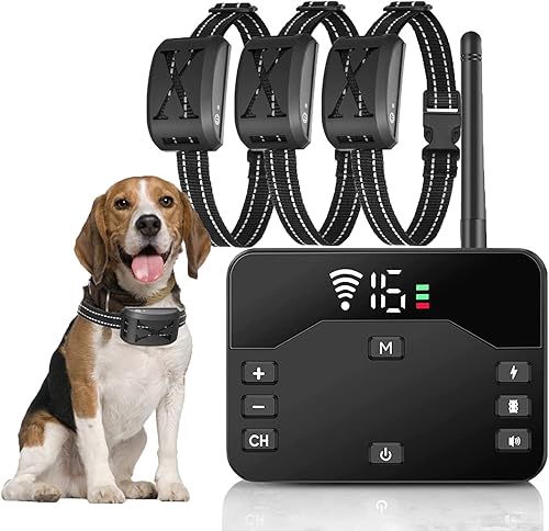Cerca eléctrica inalámbrica para perros, sistema de contención de límites de mascotas, collar de entrenamiento para perros con vibración ajustable y