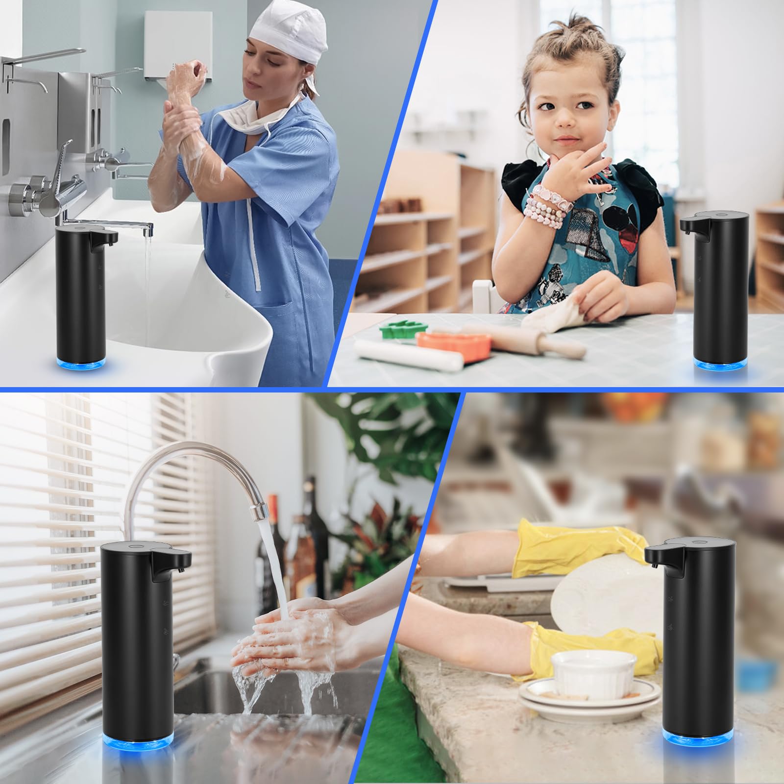 LAOPAO Dispenser Sapone Schiuma Automatico Acciaio Inossidabile: 2 Modalità | Pompa Anti-Otturazione, 0.2s Rapido Sensore, USB Ricaricabile, Impermeabile, per Bagno Cucina Lavaggio Mani e Stoviglie