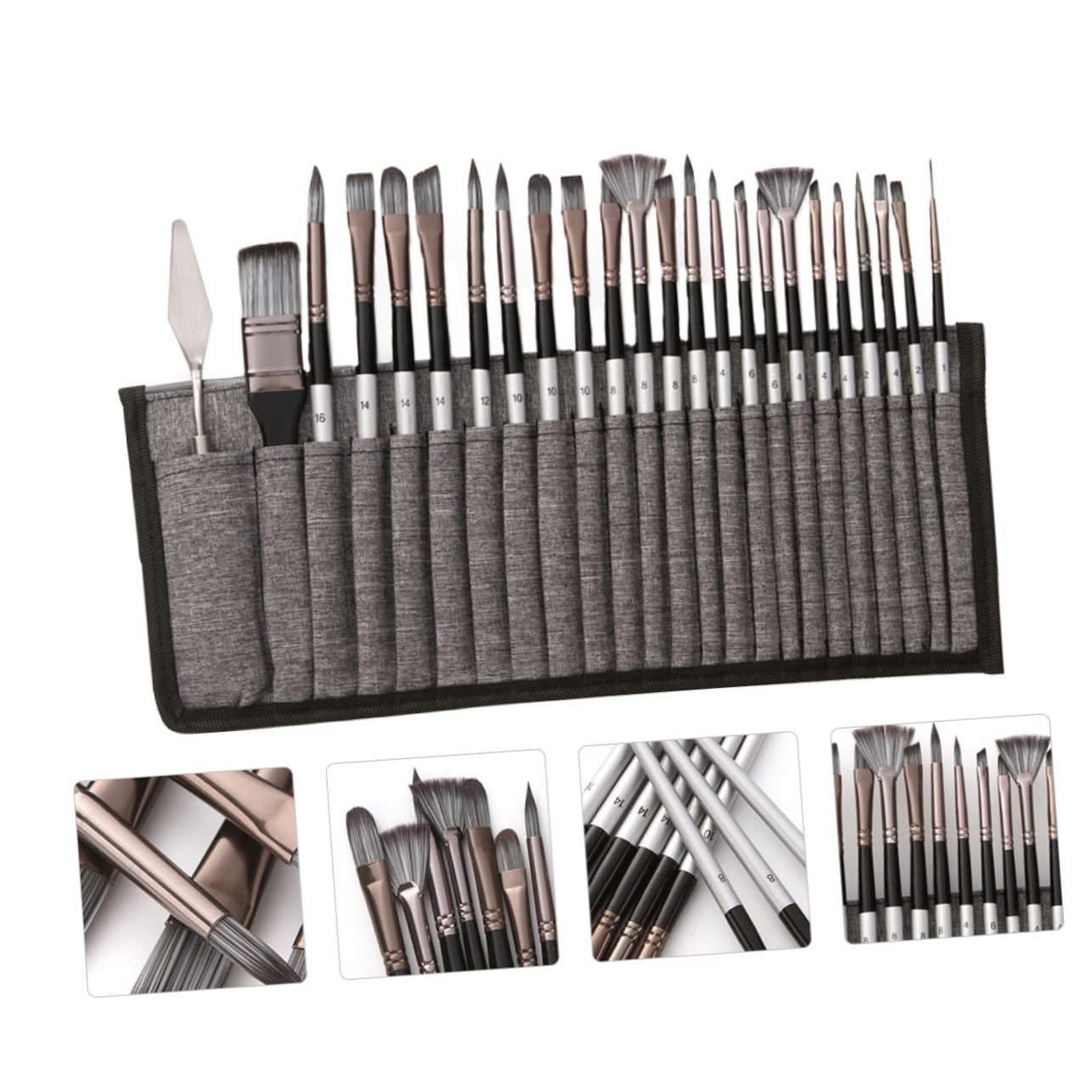 Set di Pennelli per Pittura ad Olio e Acqua con Borsa Setole Comode e Pulite Forte Assorbimento Diverse Dimensioni per Esigenze di Pittura