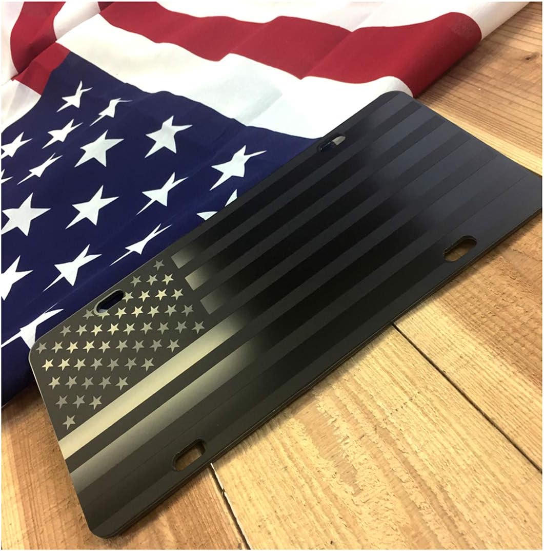 Matte Black Hidden American Flag License Plate – Heavy Duty Aluminum Composite