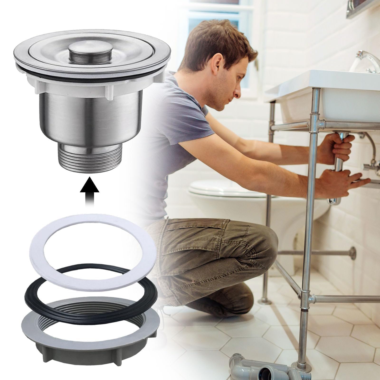 4 Pcs 110mm Bath Plug Seal, Sink Plug Rubber O Rings,Replacement