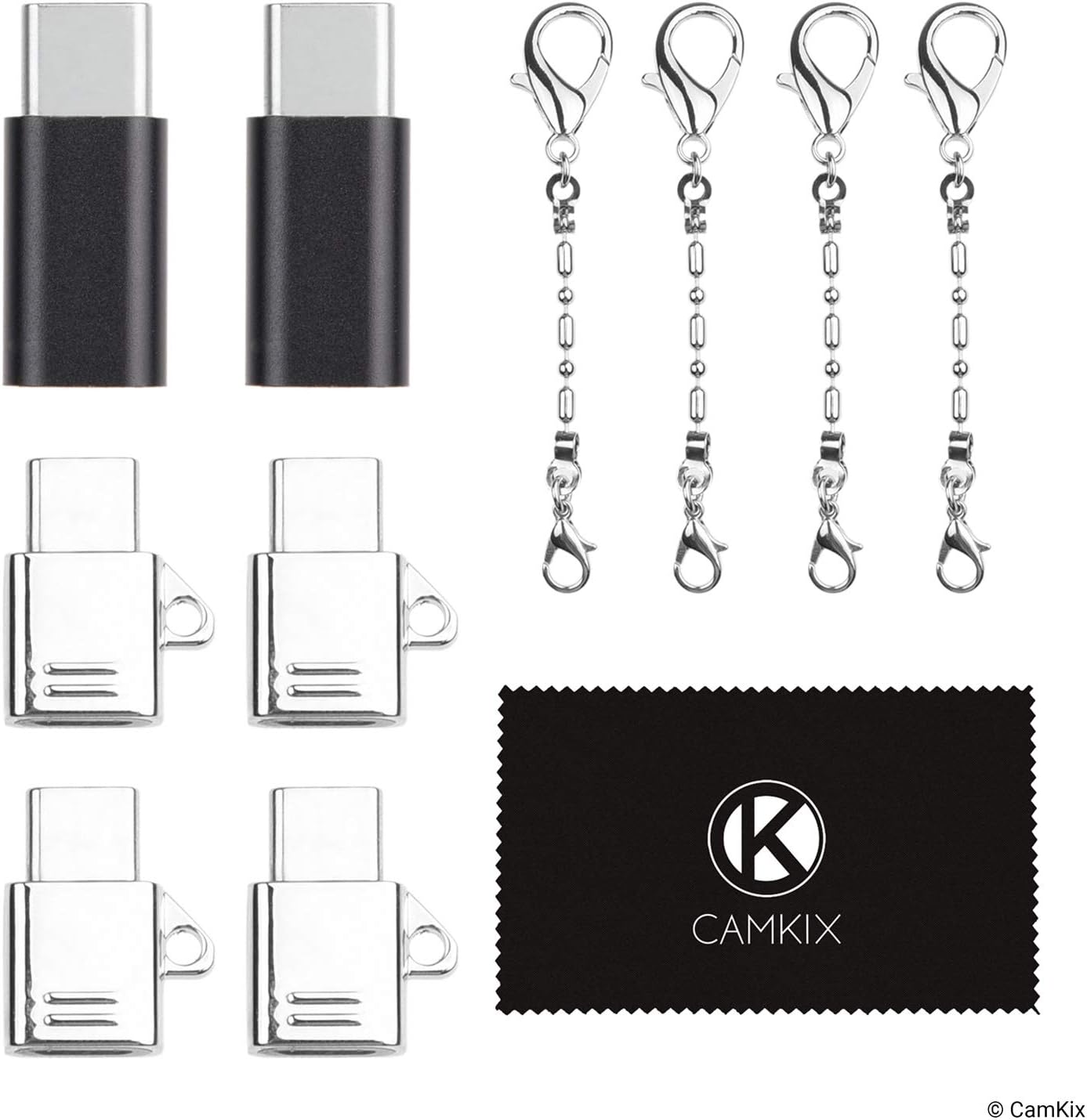 Black Friday 🔥 Micro USB to USB C Adapter (4X Compact with Key Chain + 2X Normal) - Allows Charging and Data Transfer for Your USB C Device - Simply Connect Your Micro USB Charging/Data Cable to The USB C Adapter