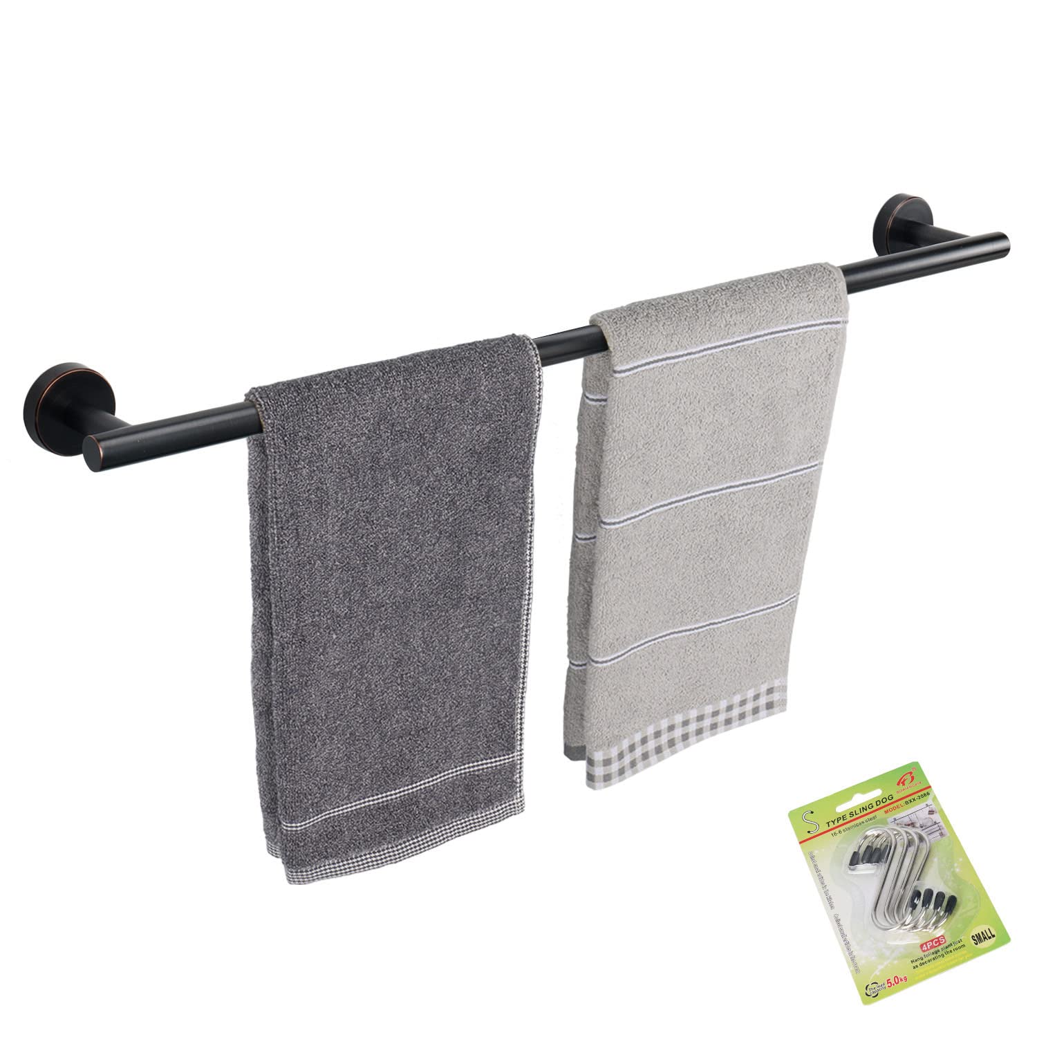 TocTen Bath Towel Bar - Thicken SUS304 Stainless Steel Bathroom Towel Holder, Towel Rod for Bathroom Heavy Duty Wall Mounted Towel Rack Hanger (24IN, Oil Rubbed Bronze)