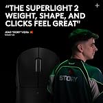 Logitech G PRO X Superlight 2 Wireless Gaming Mouse, 60 g pro-Grade Mouse with 5 programmable Buttons, 44k DPI Sensor, 8 kHz Report Rate, USB-C Charging for PC/Mac - Black | Lightspeed Wireless Up to 8, 000 Hz, Lightforce Hybrid Switches, 95 Hr Batte