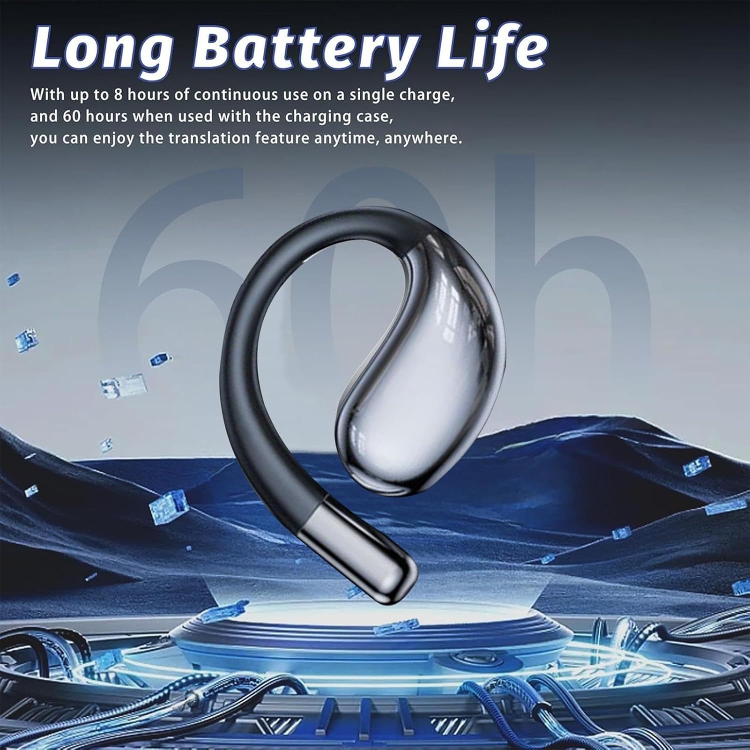 Language Translator Earbuds, Real Time Translation Headphones, AI Translator Earbuds, HD Sound Translator Earbuds 144 Languages, 60h Long Life and HiFi Sound for Travel Learning