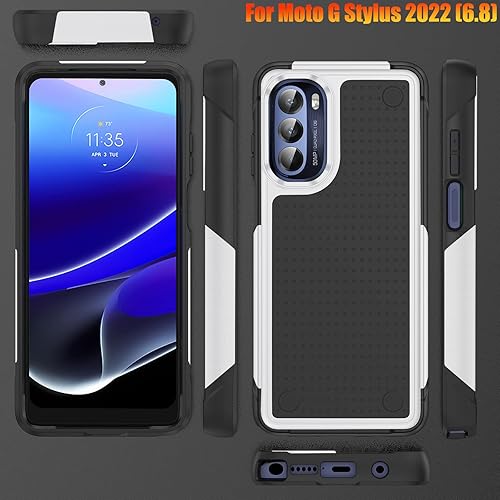 Miniatura 8 de Funda resistente para Motorola Moto G Stylus 2022 de 6.8 pulgadas, 4 esquinas con bolsas de aire protección contra caídas de 12 pies, agarre