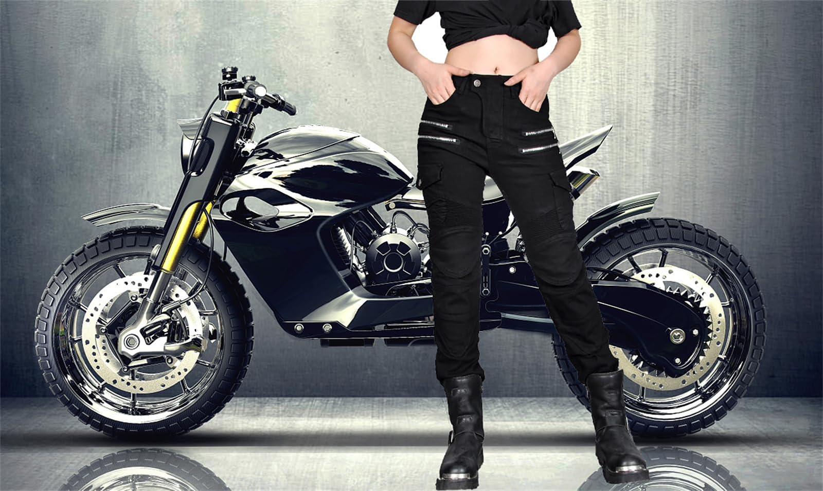 Motorradhose Damen Jeans Stretch – Motorrad Jeans Damen für Sommer/Winter& Alltag, bequem für Riding