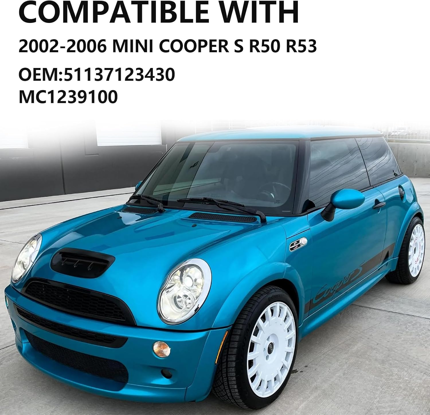 Front Air Hood Bonnet Scoop Vent Compatible With Mini Cooper S R53 R50 2002 2003 2004 2005 2006, Glossy Black