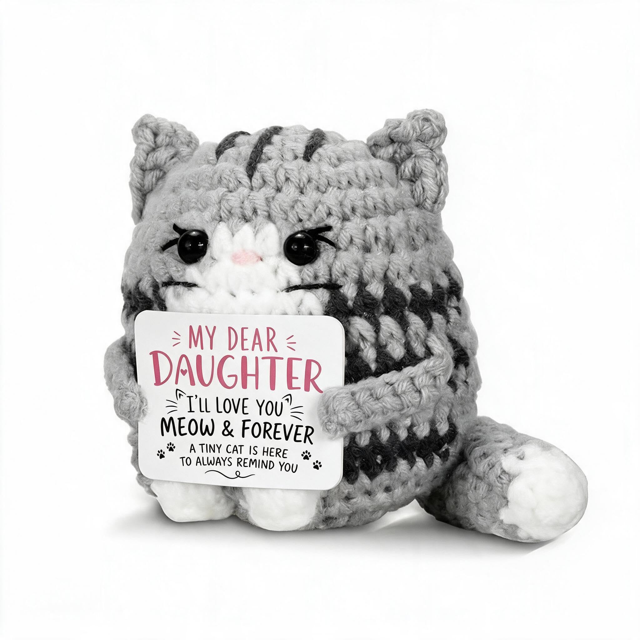Daughter Gifts Crochet Cat Plush Toy for Birthday, Christmas, Graduation