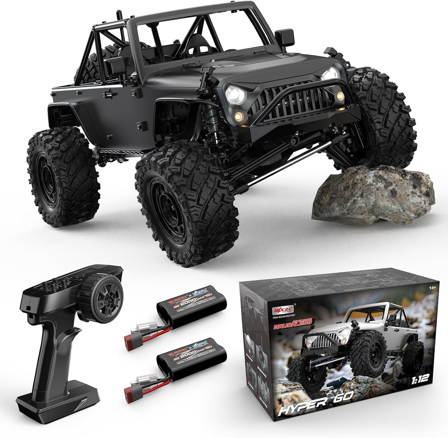 World Rechargeable Remote Control RC Jeep Big Size Off Road 2WD Rock Crawler Battery Water Mist Spray and High-Speed Racing Toy for Boys (Black)-image-34