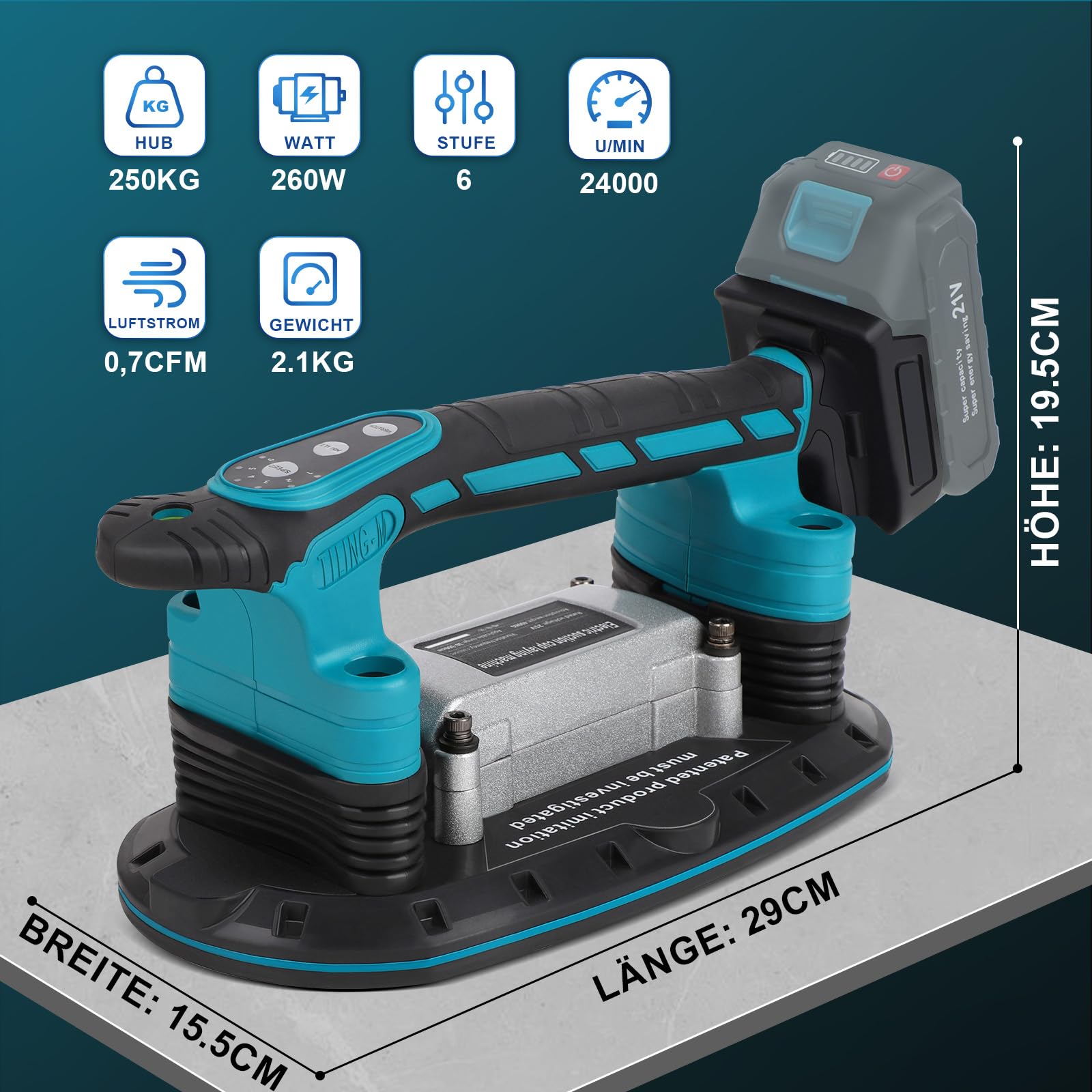 Powtree Secoueur De Carrelage Sans Fil 2 En 1 Pour Batterie