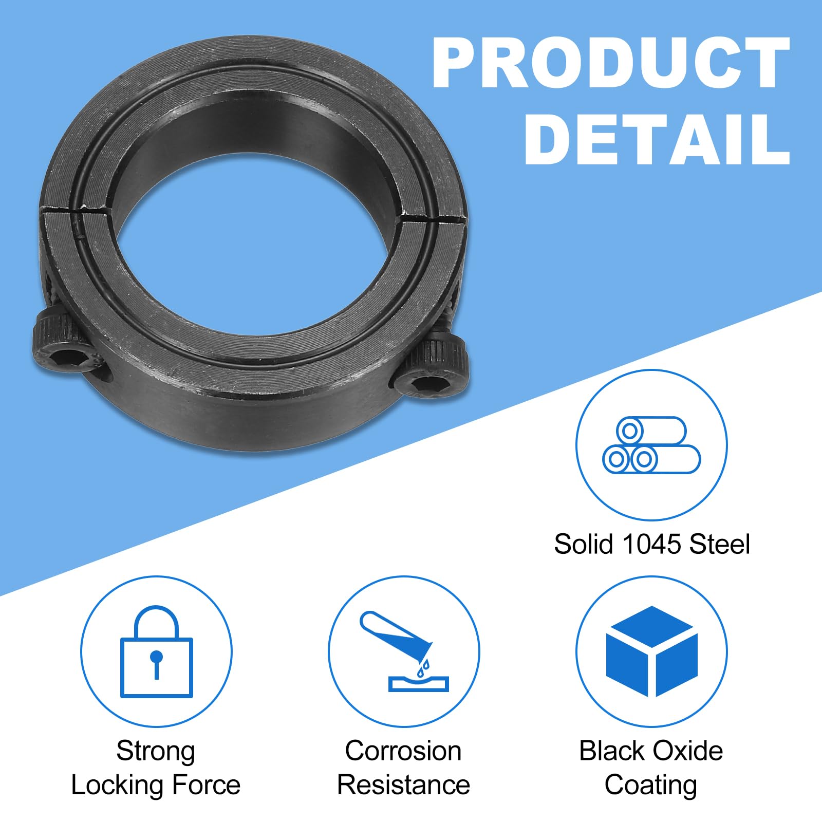 sourcing map 4 collari per alberi a doppia divisione, foro da 18 mm, collare di bloccaggio in due pezzi, diametro esterno 40 mm, spessore 12 mm, in acciaio al carbonio, con viti di fissaggio (ossido