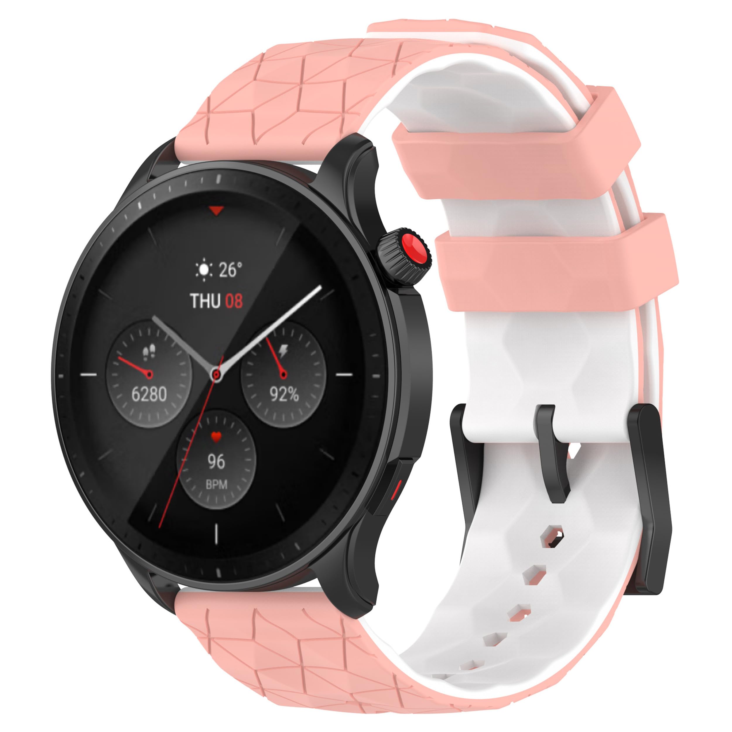 CZhkg 22mm Watch Strap for Suunto 5 Peak/Suunto Vertical Strap, Silicone WatchBand Replacement Wrist Strap Armband Loop Bracelet for Suunto 9 Peak/Suunto 9 Peak Pro/Garmin Venu 2 (pink white)