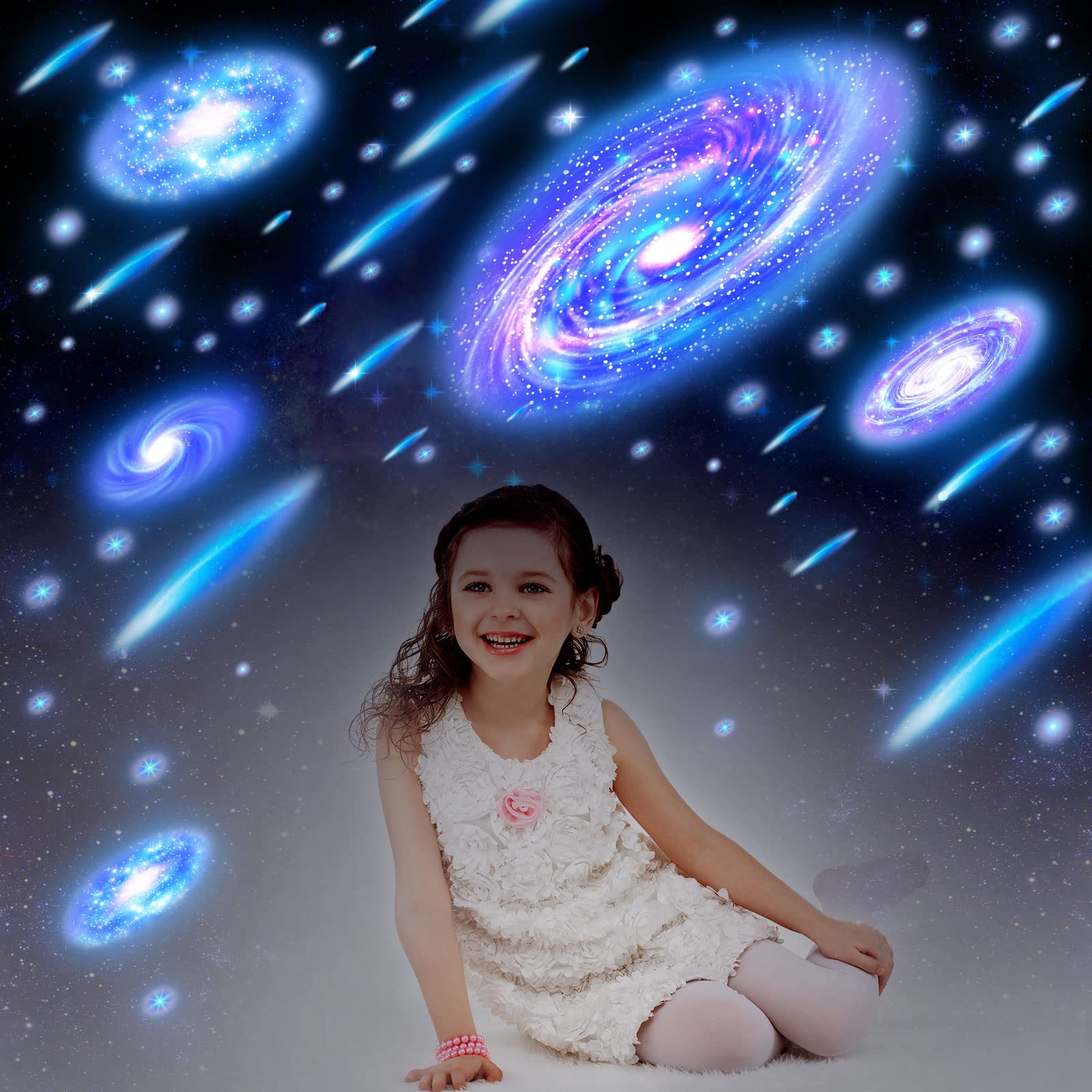 Glow In The Dark Stars & Planets Stickers – 289-Piece Galaxy Decals For Ceiling & Walls, Removable, Blue Glow - View #3