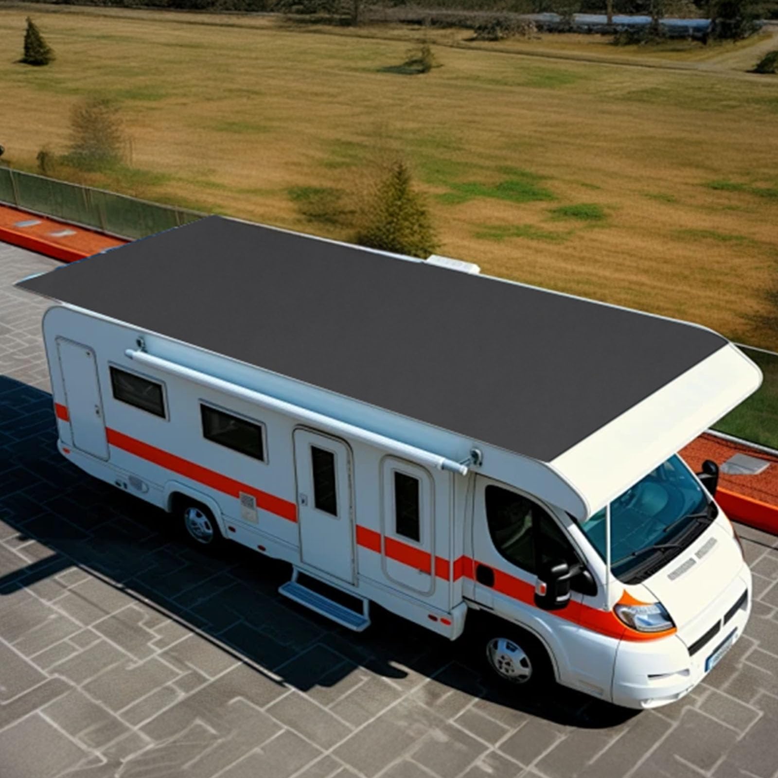 VEVOR Rouleau de toiture, 4,572 x 7,62 m, membrane de sous-couche de toiture, en caoutchouc EPDM de 1,14 mm, résistant aux intempéries et températures extrêmes, pour camping-cars, toits et étangs