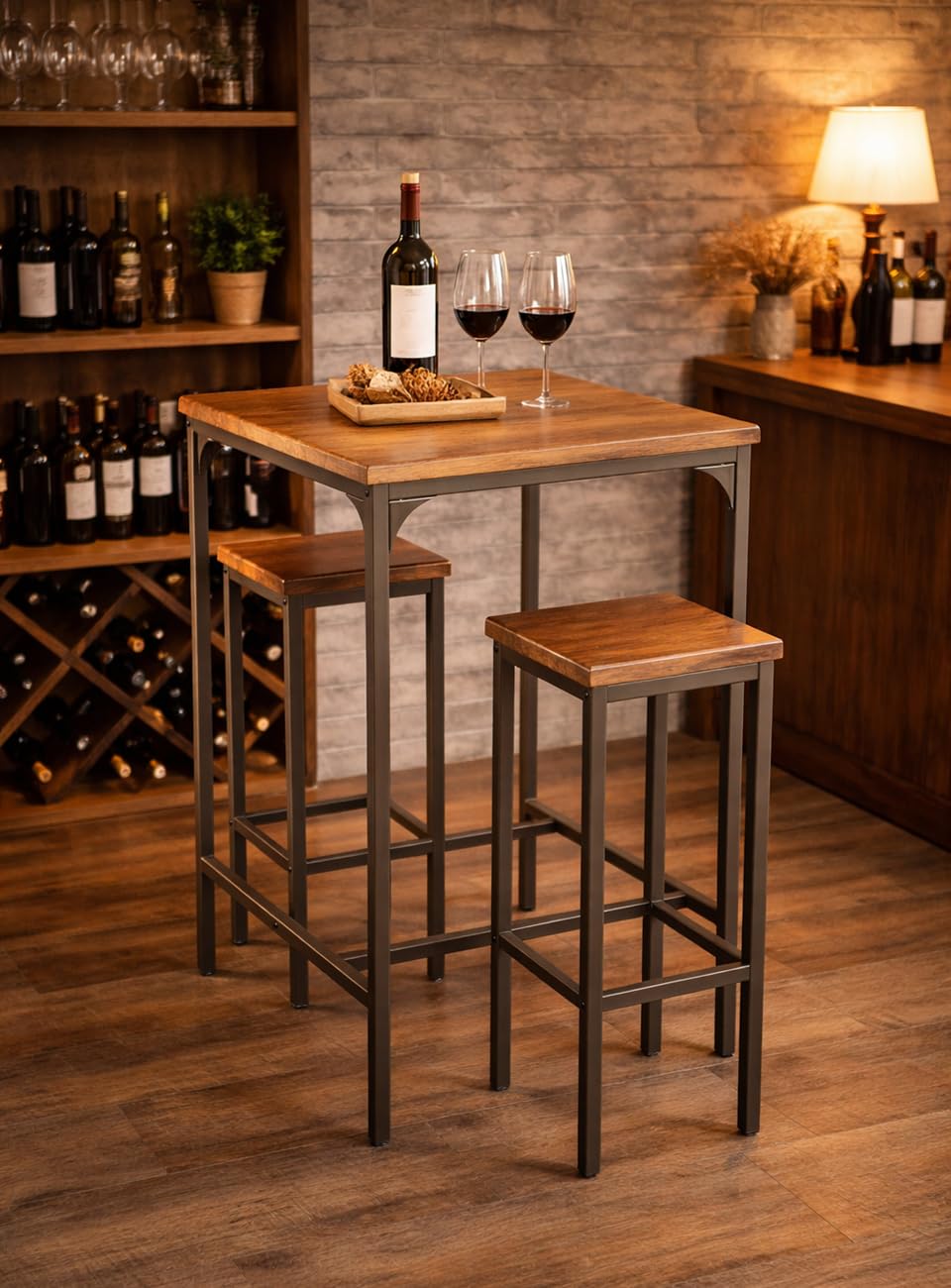 YELLOO - Set tavolo alto da bar con sgabello bar per uso interno, Ilot Central Cucina, tavolo da cucina piccolo spazio per intrattenere gli ospiti (Viareggio, 1 tavolo + 2 sgabelli)