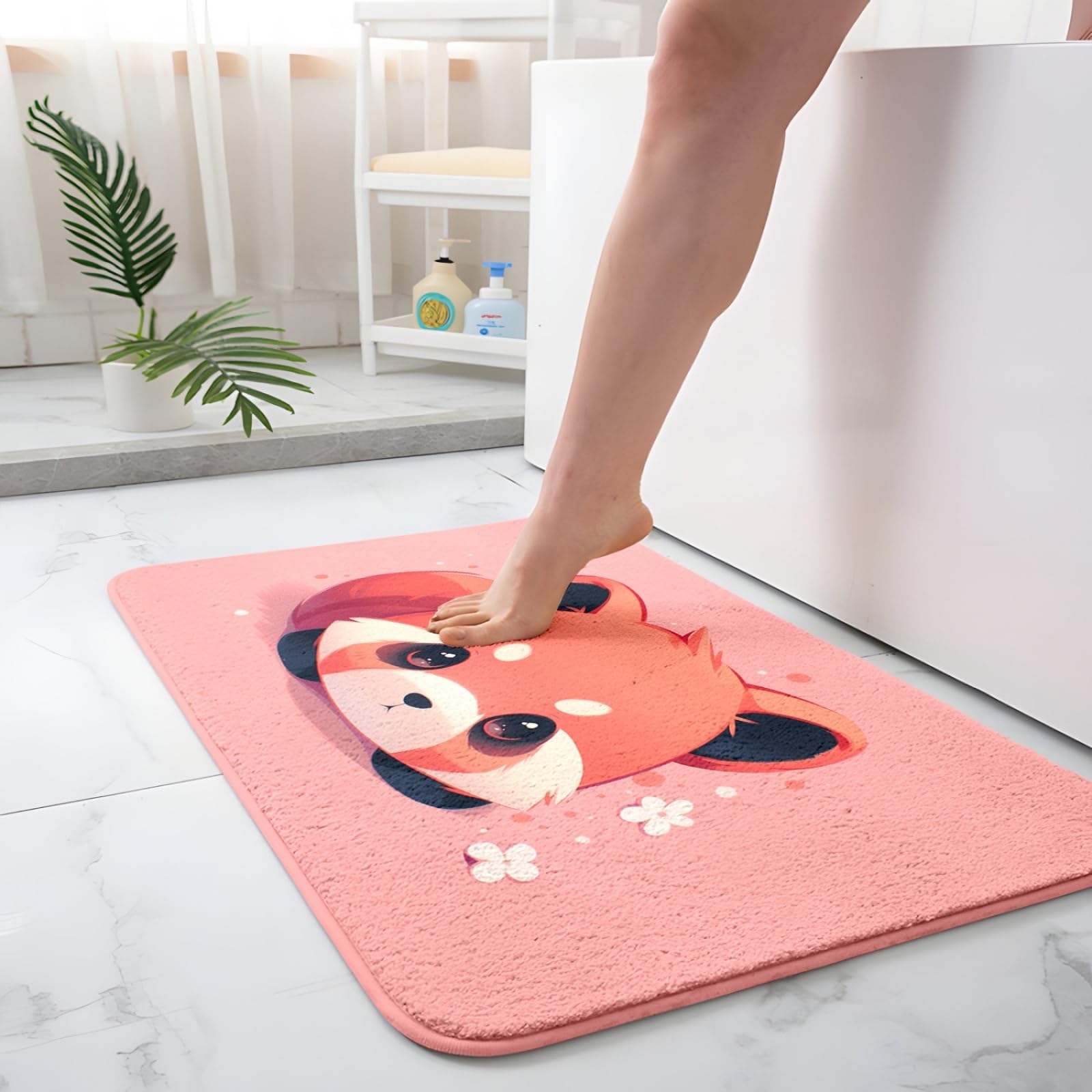 Alfombra De Baño 50X80Cm Animales De Dibujos Animados Alfombras Baño Antideslizante,Microfibra Absorbente Alfombrilla,Lavable A Máquina,Suave Y Acogedora,para Dormitorio Sala Estar
