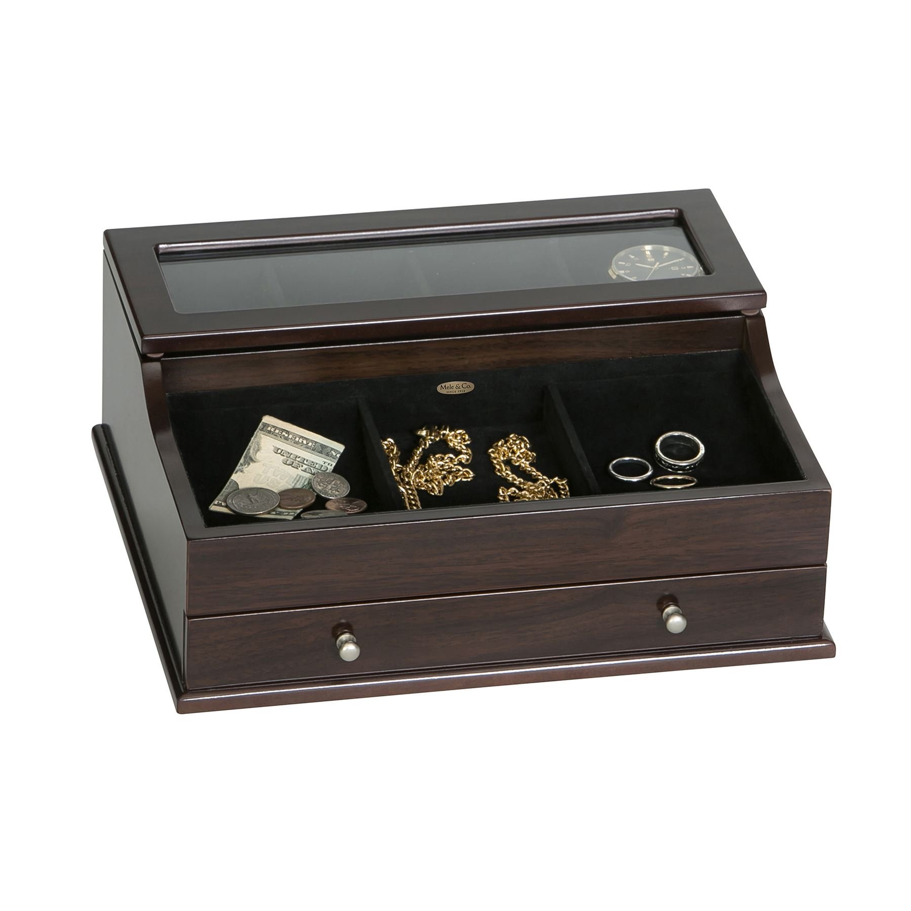 Mele & Co. Hampden Jewelry Valet, Mahogany