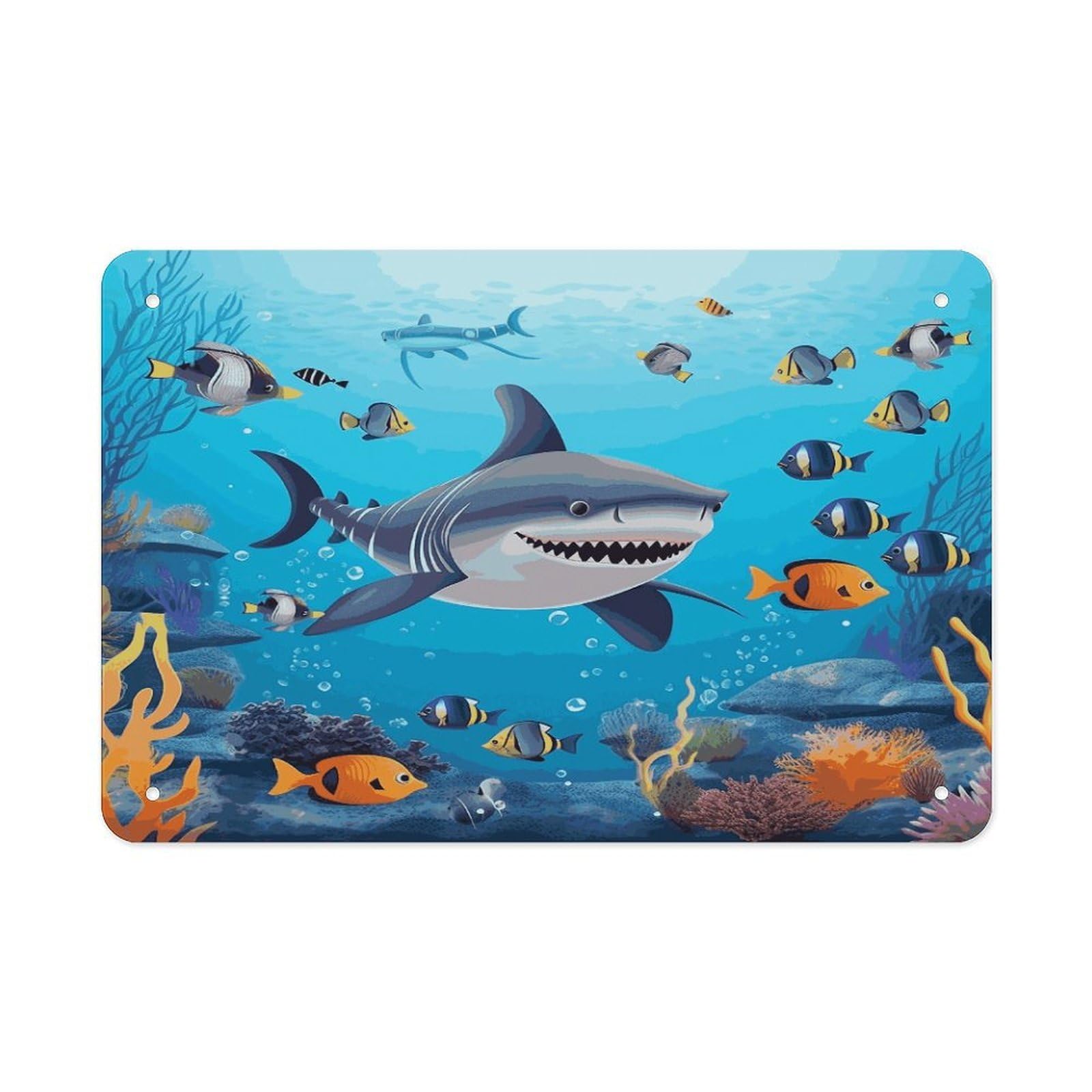 Fodpand Style Fish Ocean Theme Wall Art Metal Signs Tin Sign