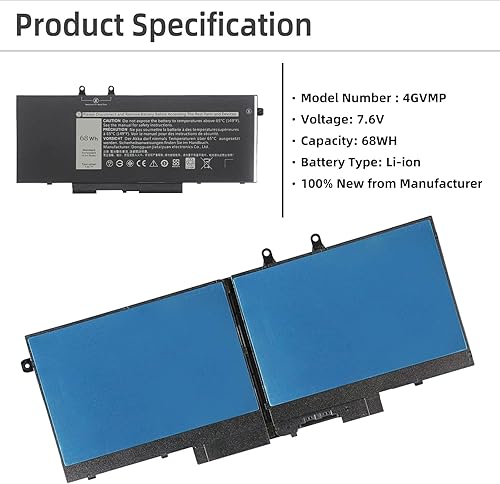 Miniatura 2 de YXKC 4GVMP - Batería de repuesto para laptop Dell Latitude 5400 5500 Precision 3540 3550 Inspiron 7590 7591 7791 2 en 1 Series, P84F P84F001 P42E