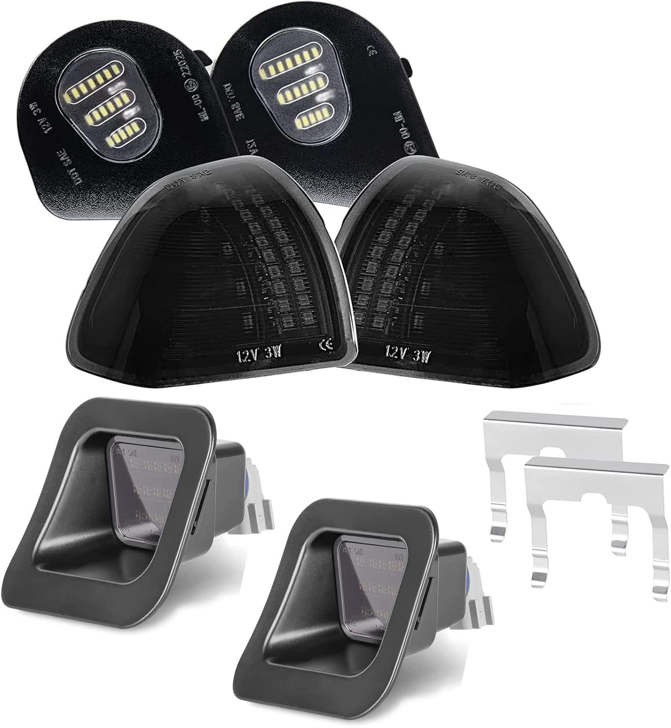 Gempro 6PCS LED Side Mirror Turn Signals Puddle Lights Kits & License Plate Lamps Assembly for 2010-2018 Ram 1500 2500 3500, 6000K White