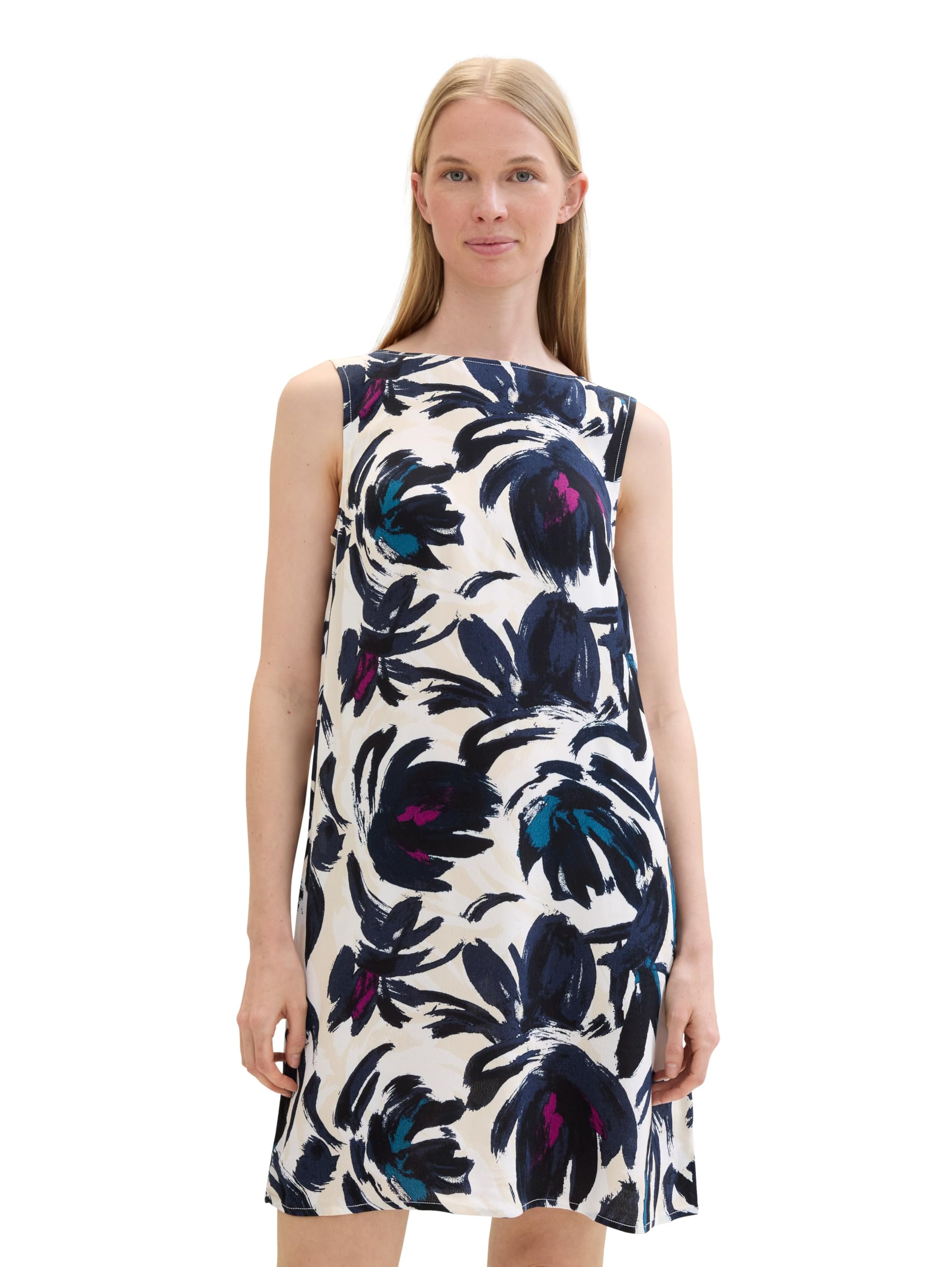 TOM TAILOR Women's Basic Summer Dress with Back Cut Out