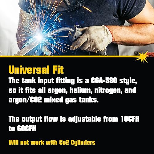 Miniatura 6 de PrimeWeld Regulador del medidor de flujo de soldadura, CO2, argón, helio, metro único, medidor de gas de soldador