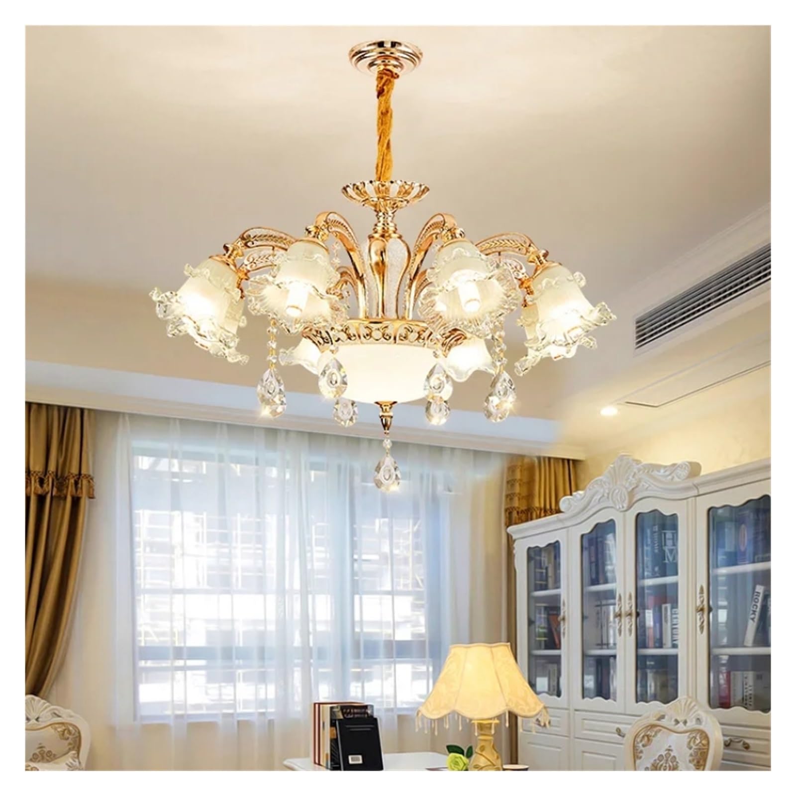 Cwcqgh 8 Lights Wall Sconces, Nordic Modern Luxury Ceiling Chandelier Lighting Living Room Hotel Villa Lobby Crystal Hanging Lamp,