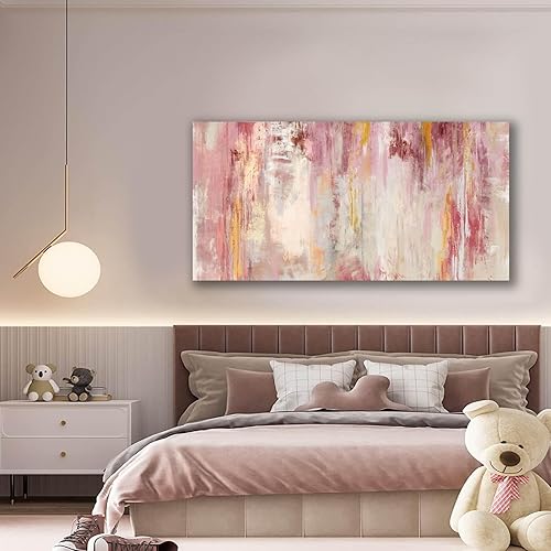 Miniatura 3 de Kureful Lienzo decorativo de pared rosa, pinturas abstractas, decoración de habitación para adolescentes y niñas, decoración artística de pared para