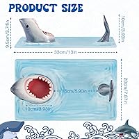 Vista 2 de Platos de tiburón, plato de sushi de tiburón 3 en 1 mejorado, plato de sushi de tiburón, plato de tiburón con compartimento para salsa