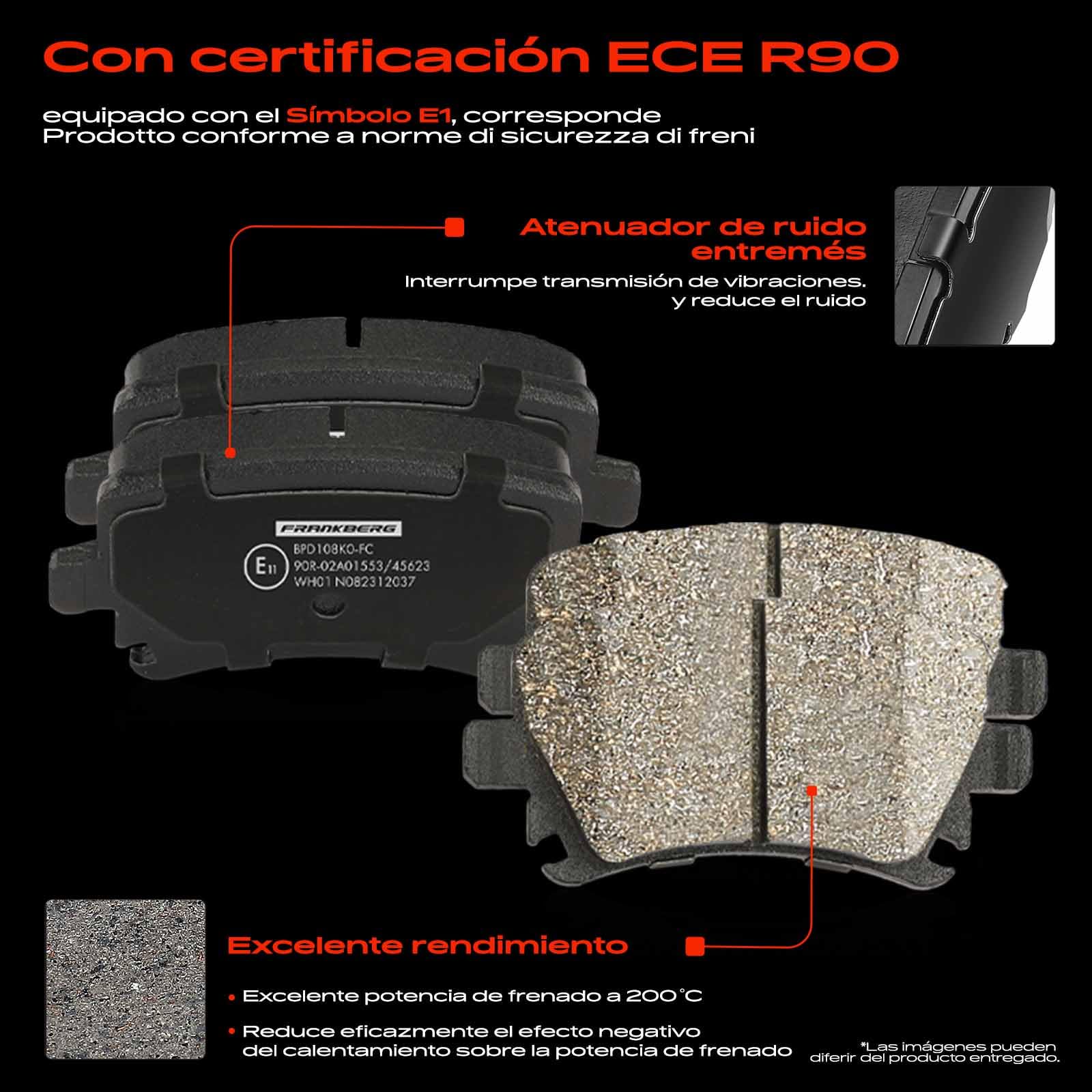 Frankberg 2 discos de freno + 4 pastillas de freno con lubricante de freno eje trasero compatible con A6 4F2 C6 2.0L-4.2L 2004-2011 PR Nº 1KD/2ED/1KQ Replace# 1K0698451