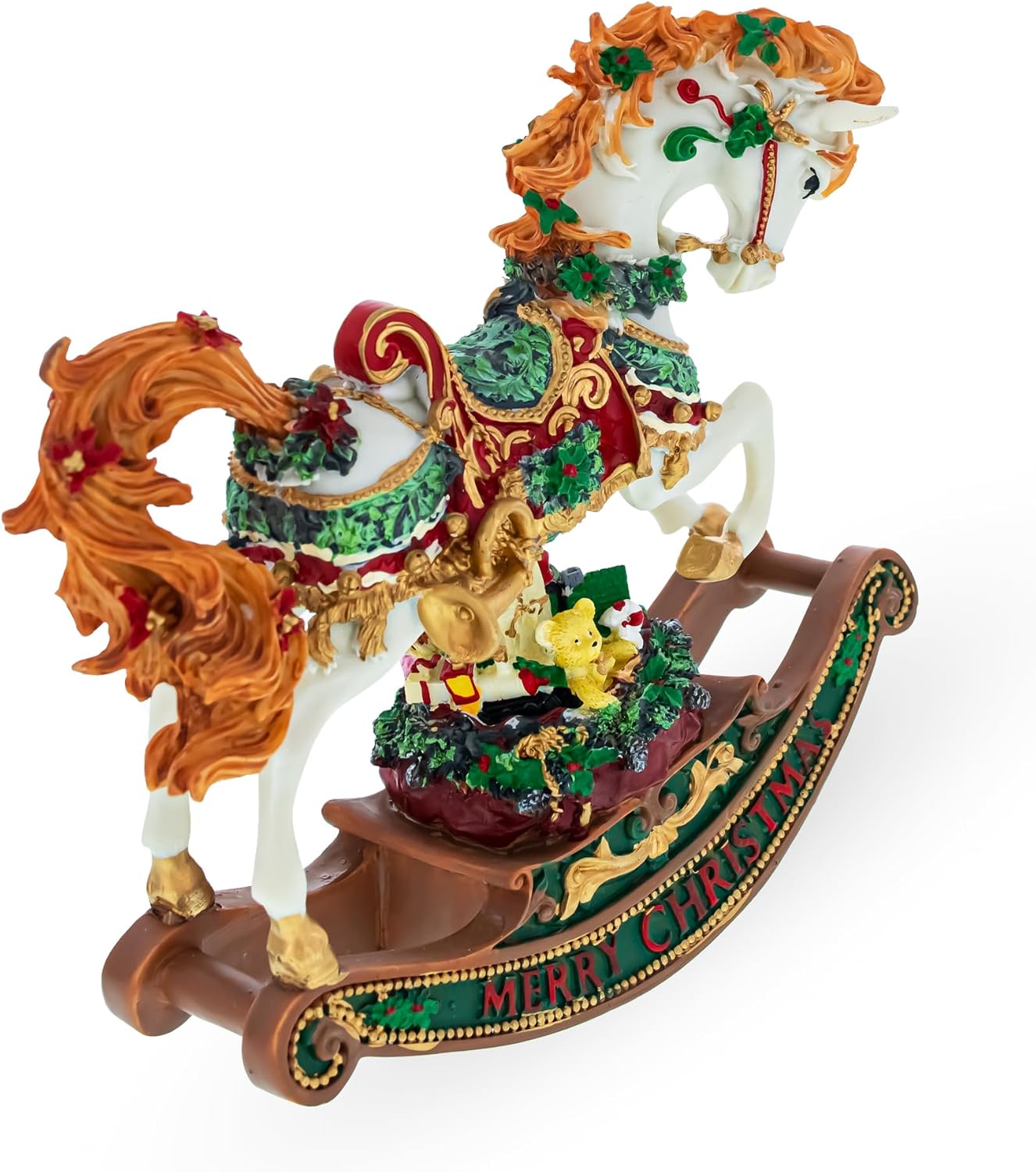 BestPysanky Rocking Horse Carrying Gifts Christmas Musical Figurine