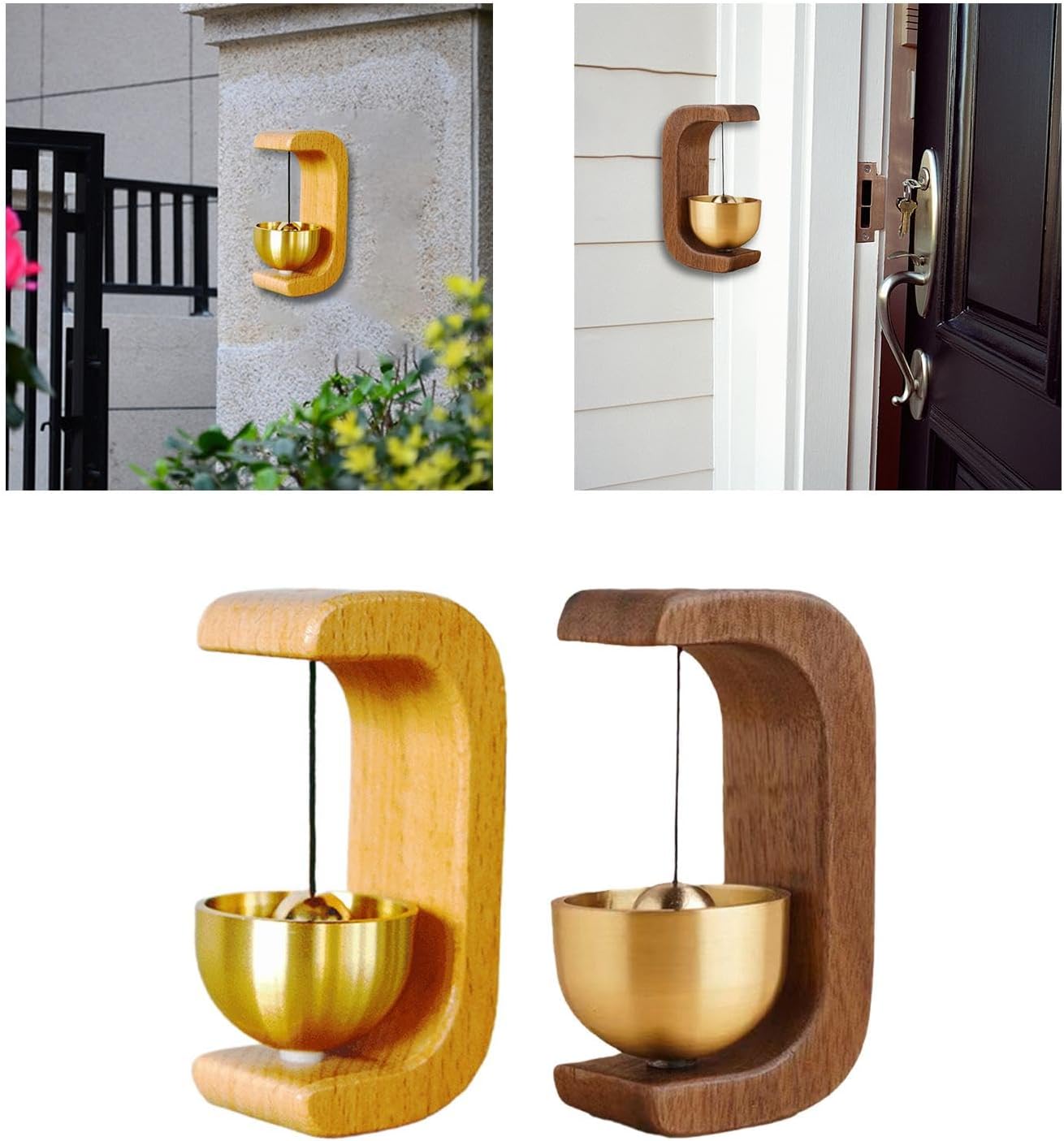 6xWooden Door Bell Wind Chime Ornament Hanging Bell for Doors Window Versatile Yellow|Home & Garden | Home Improvement | Building & Hardware