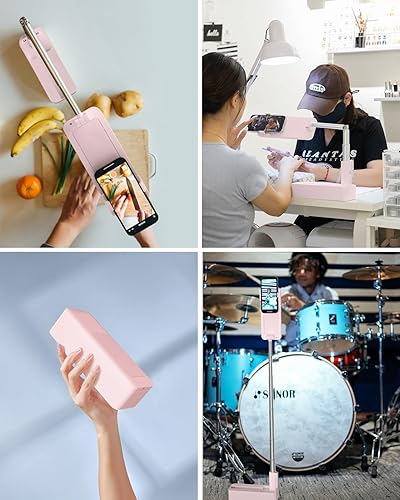 Miniatura 2 de Viozon Soporte extensible para teléfono selfie, montaje superior, luz para selfie, rotación de 360, recargable, inalámbrico, plegable, 5 brillos y